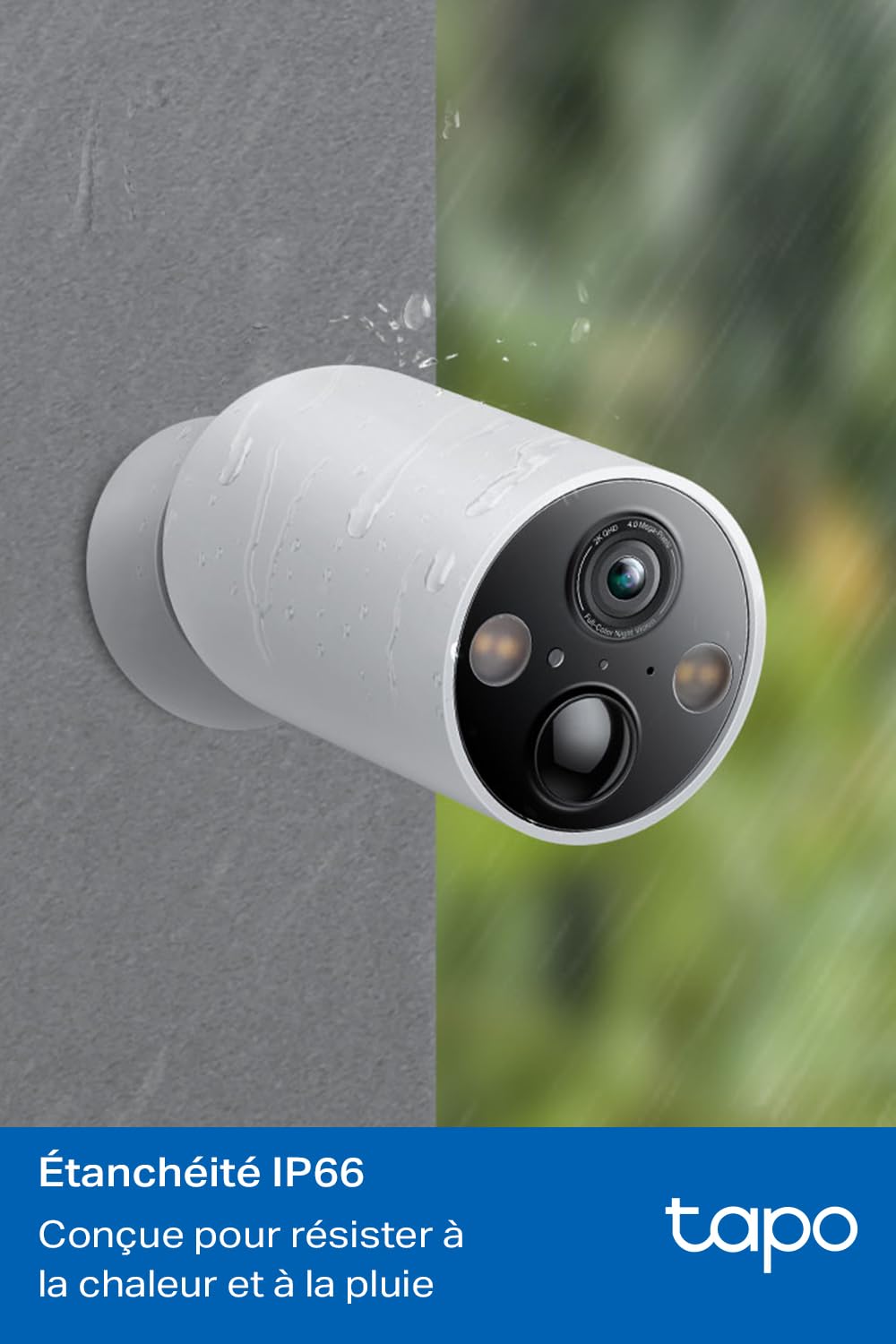 Tapo C425 2.5K(4MP) Caméra de Surveillance WiFi Extérieure sans Fil Batterie 10 000mAh, Autonomie de 300j, AI Détection, Vision Nocturne en Couleur, IP66 Etanche, Aucune hub requis(Base magnétique)