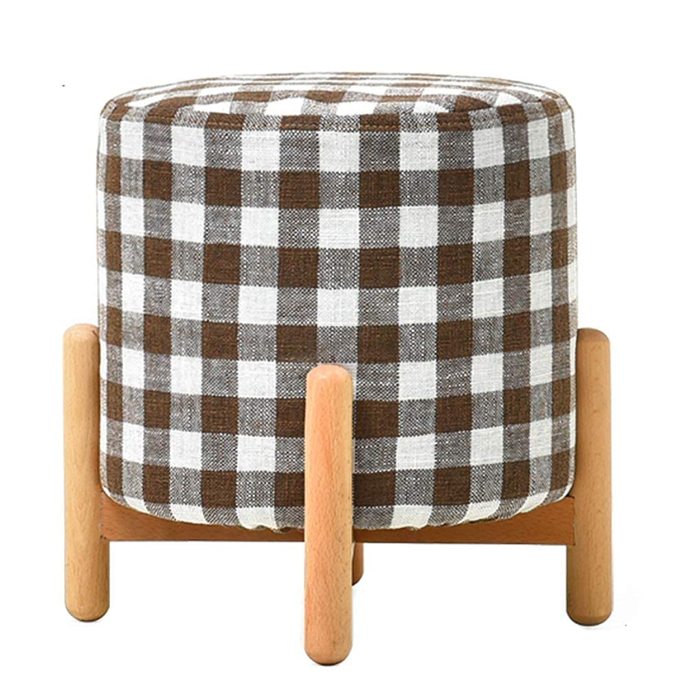 Repose-pieds ottoman rembourré, tabouret de salon bois et lin respirant