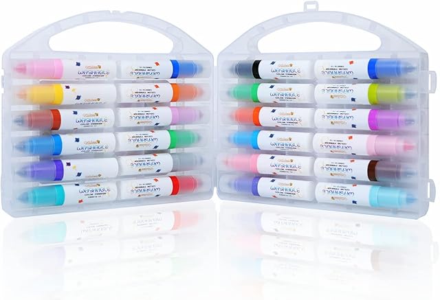 Grinbee Ultra Clean Washable Marker, Broad Tips, Safe No odor Non-toxic, Gift for kids, set of 24 colors