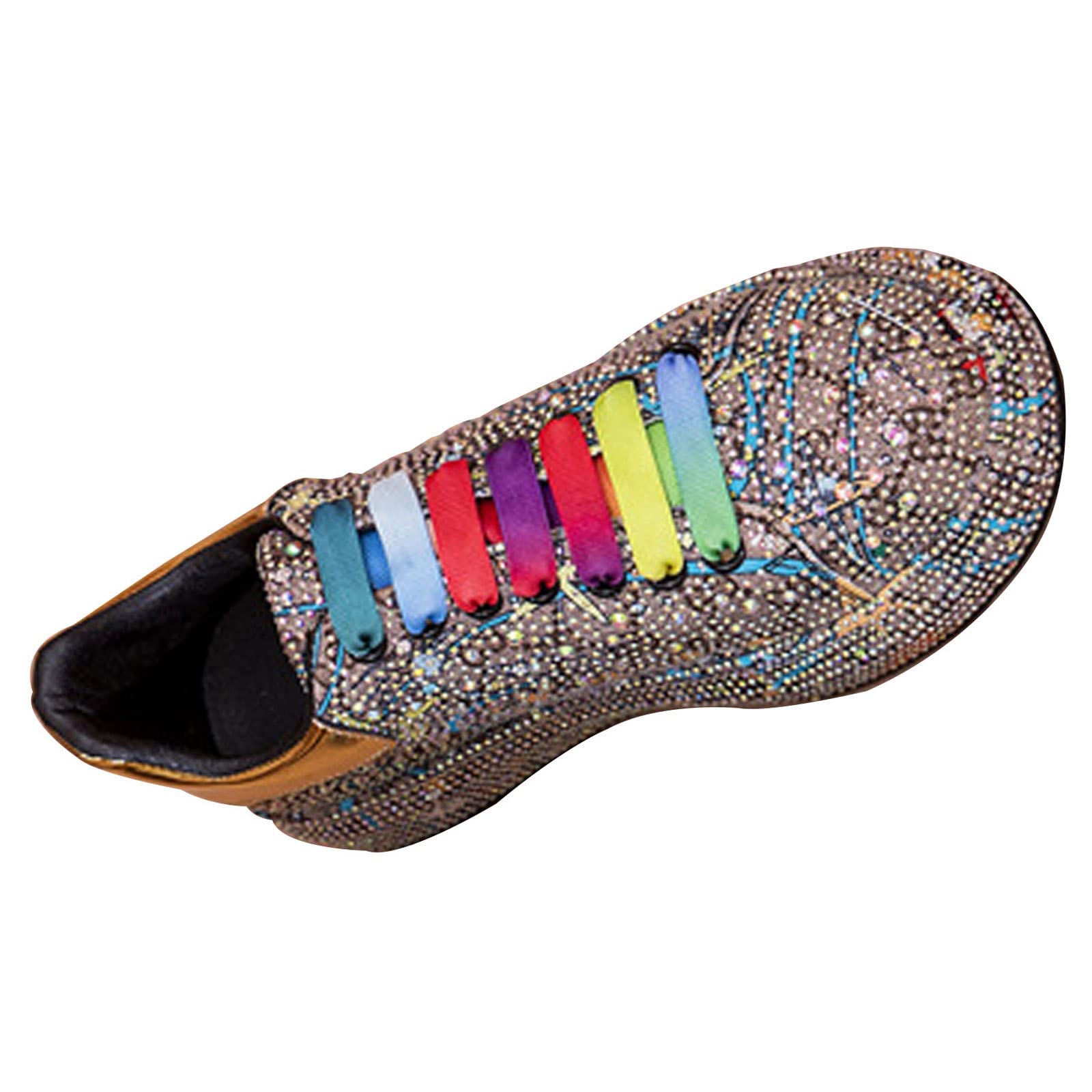 Chaussures femmes plateforme plate GUOANFG en or pointure 43 mode cristaux appartements