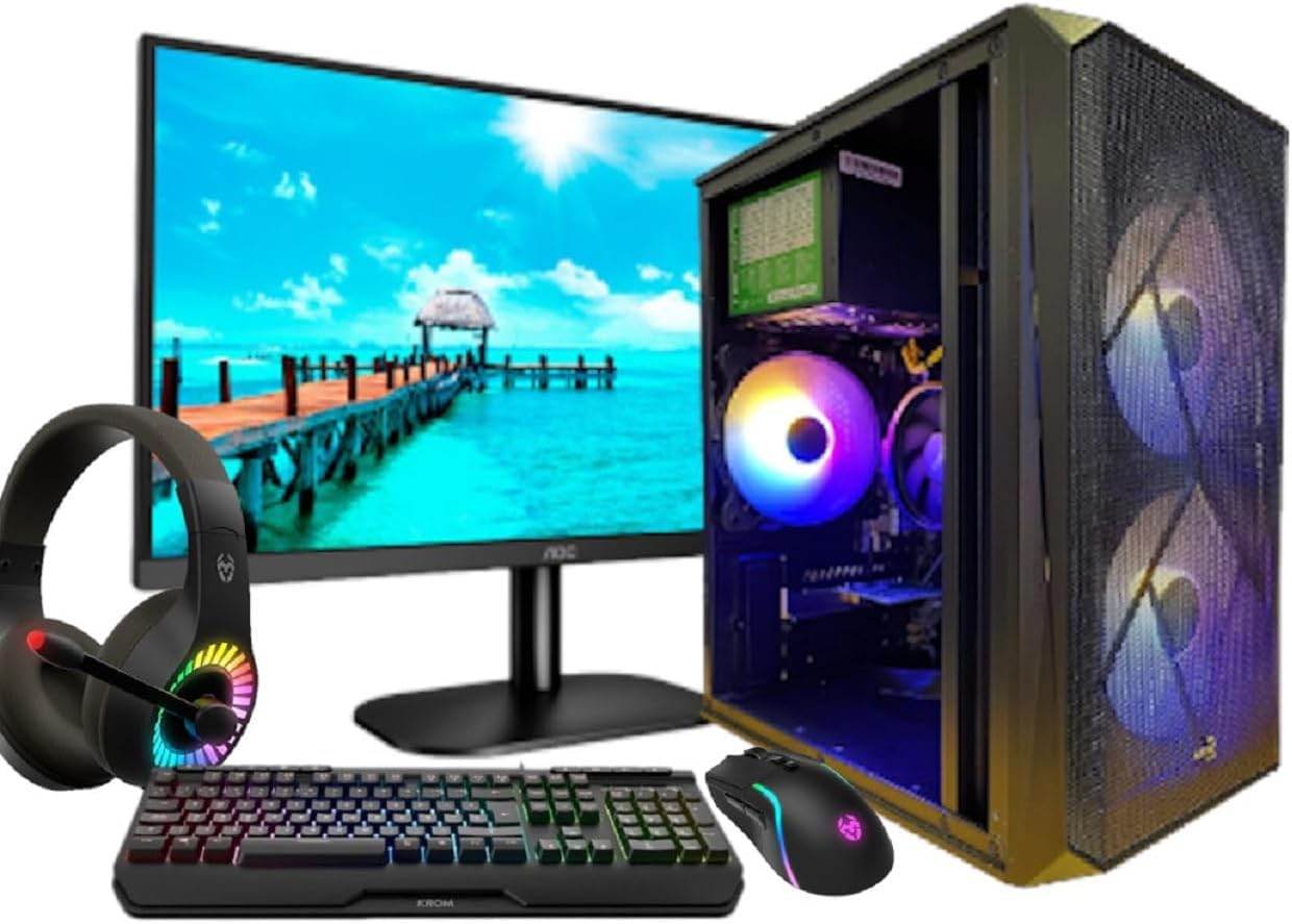 Complete Gaming PC • TrendingPC • Ryzen 7 5700G 8X 3,80Ghz • 32GB RAM DDR4 RGB • AMD Radeon 8 Graphics • 1TB m.2 • WiFi 6 & Bluetooth • Monitor 24" 100hz • Windows 11 • Keyboard Headphones and Mouse