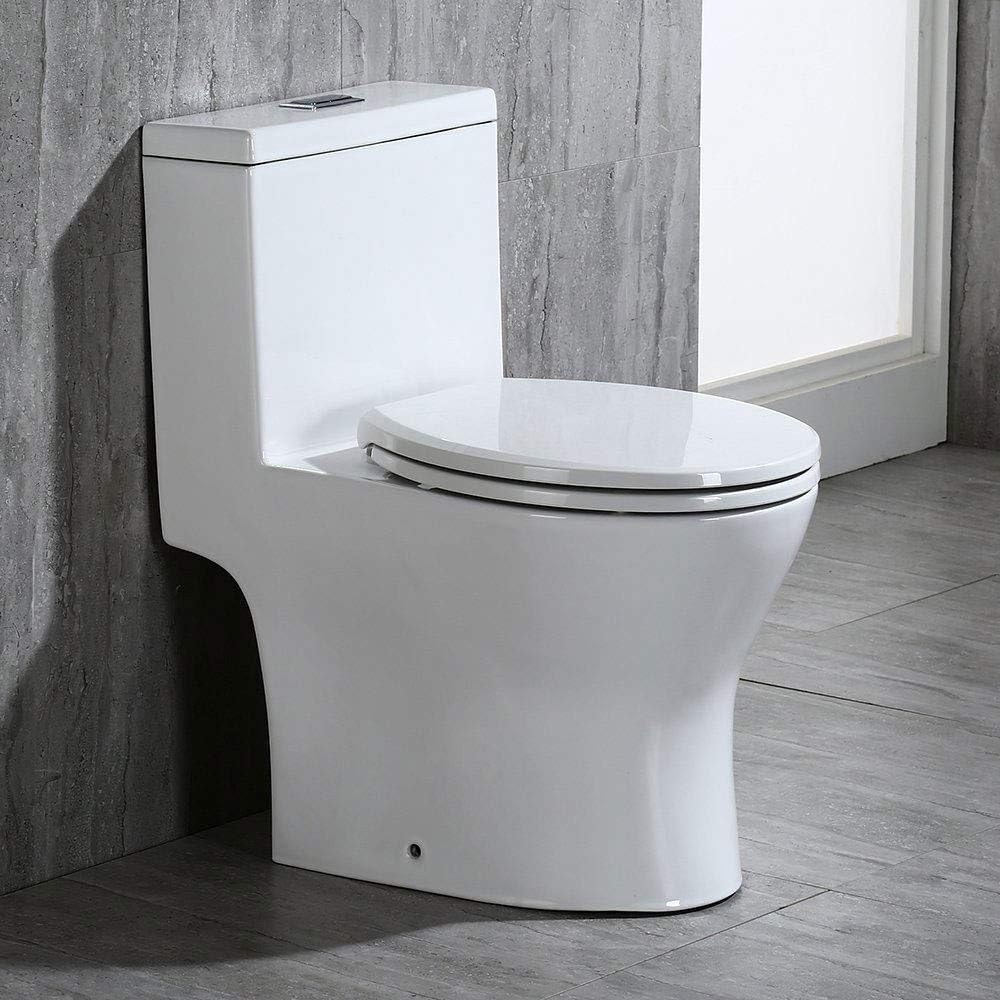 Woodbridge Modern Design, One Piece Dual Flush 1.0/1.6 Gpf,with Soft Closing Seat, White, Toilet, T-0032/B0750, Elongated T-0032