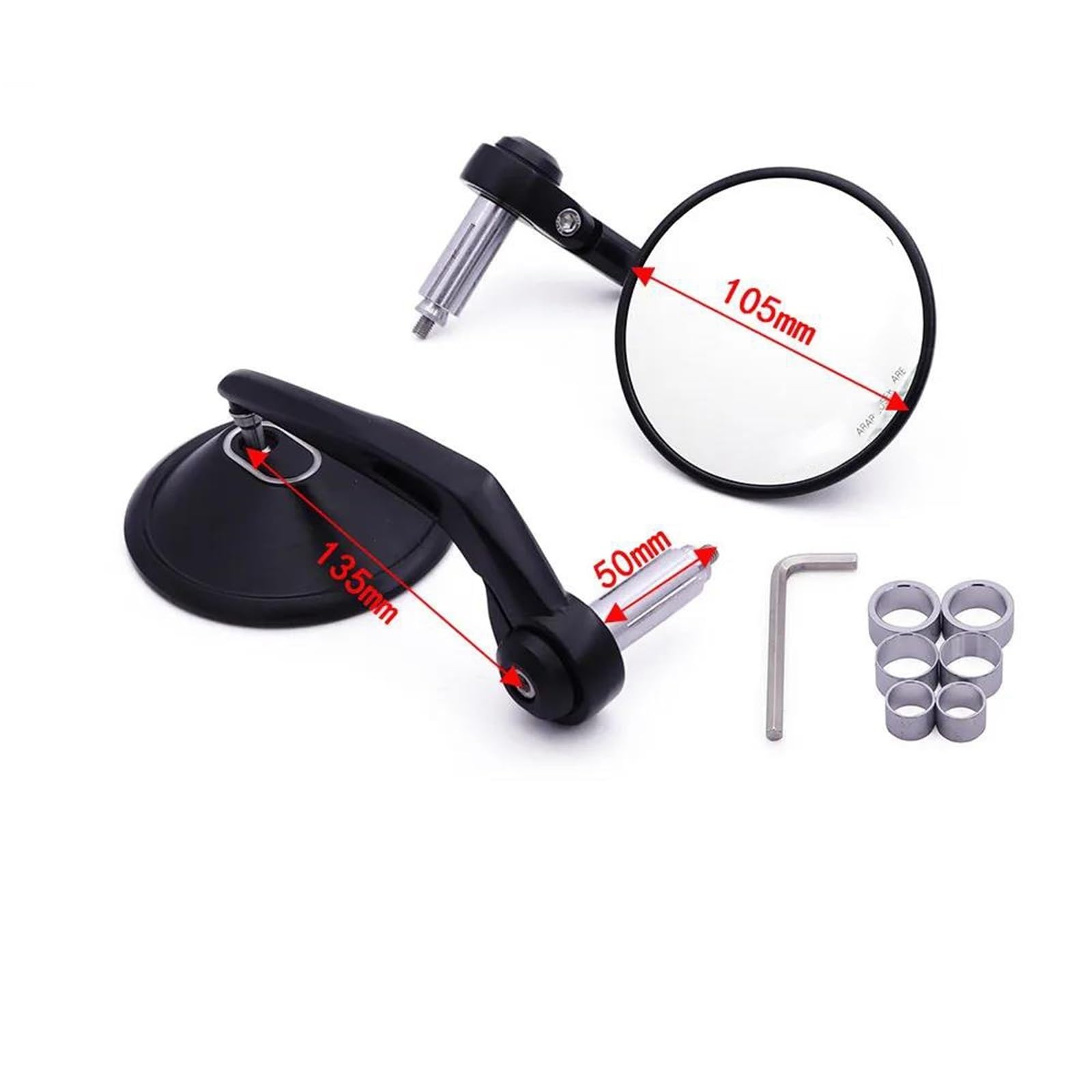 Espejo Retrovisor Universal De Aluminio CNC Para Manillar De Manillar Redondo, Color Negro, Para Suzuki Espejos Retrovisores Moto