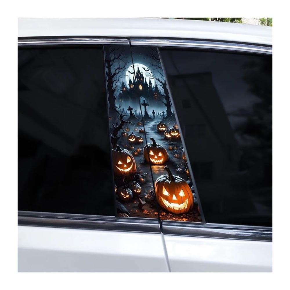 Body Parts 2pcs Car B-Pillar Stickers Horror Series Pumpkin Stickers Car Window Pillar Stickers(J)
