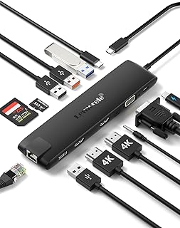 多機能 HDMI2つ LAN ドッキングステーション MST USB C ハブ 13-IN-1 Lemorele USB3.0 ハブ マルチモニター 3画面拡張 4K@30Hz HDMI出力/VGA 3.5mmサウンドポート/Type-Cアダプター *2/USB 3.0ポート*2.0/USB A *2 /3.1USB A/10G データ転送/100W PD/TF/MicroSDカードリーダー