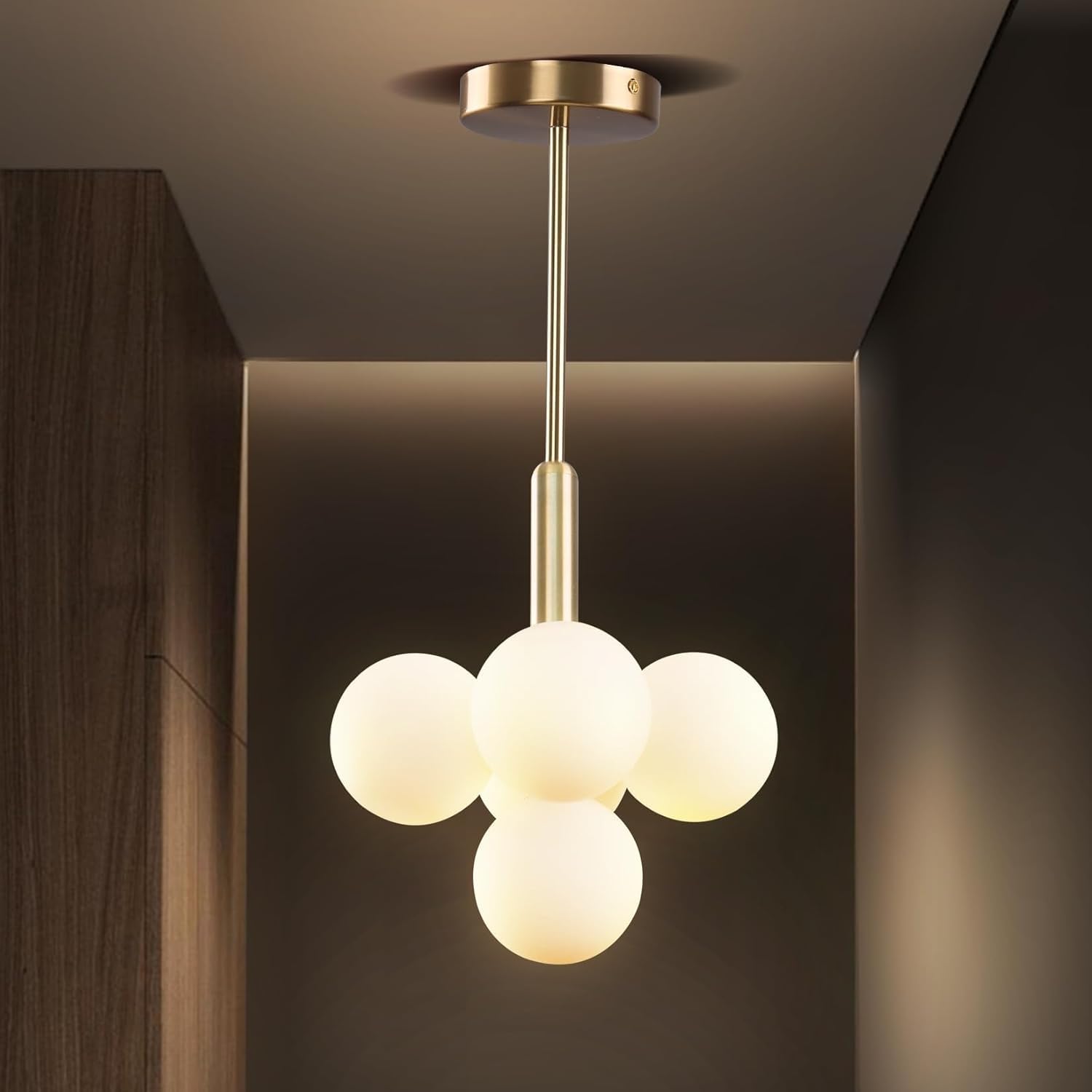 LYSDjia Chandelier Modern Globe Gold Glass Shape Sputnik Ceiling Light Fixture Mid Century Bubble Dining Room Pendant Light Hanging Brass Colour Island Light for Kitchen Bedroom Entryway Over Table