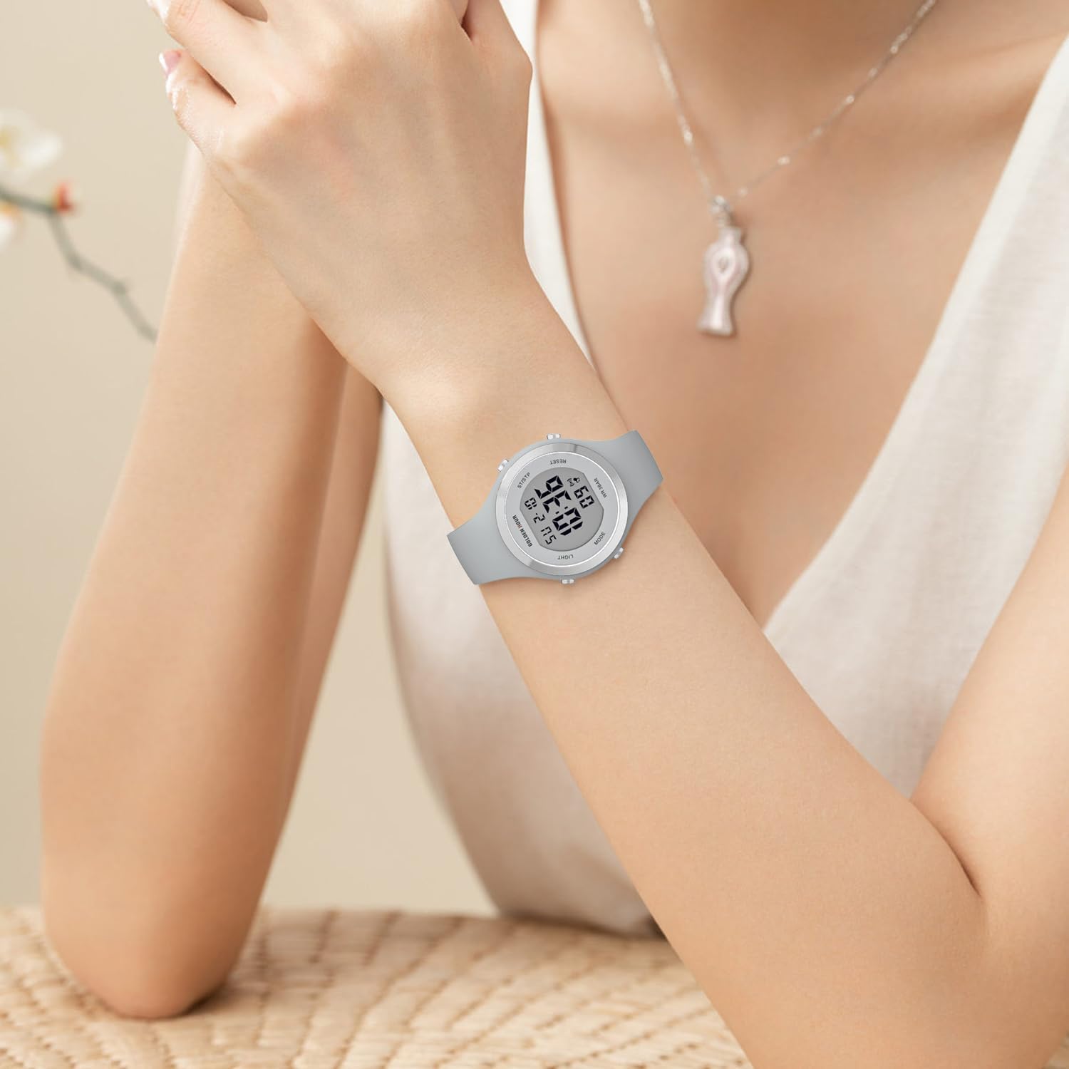 GOLDEN HOUR Waterproof Sport Women's Digital Chronograph Silicone Strap Watch - Image 7