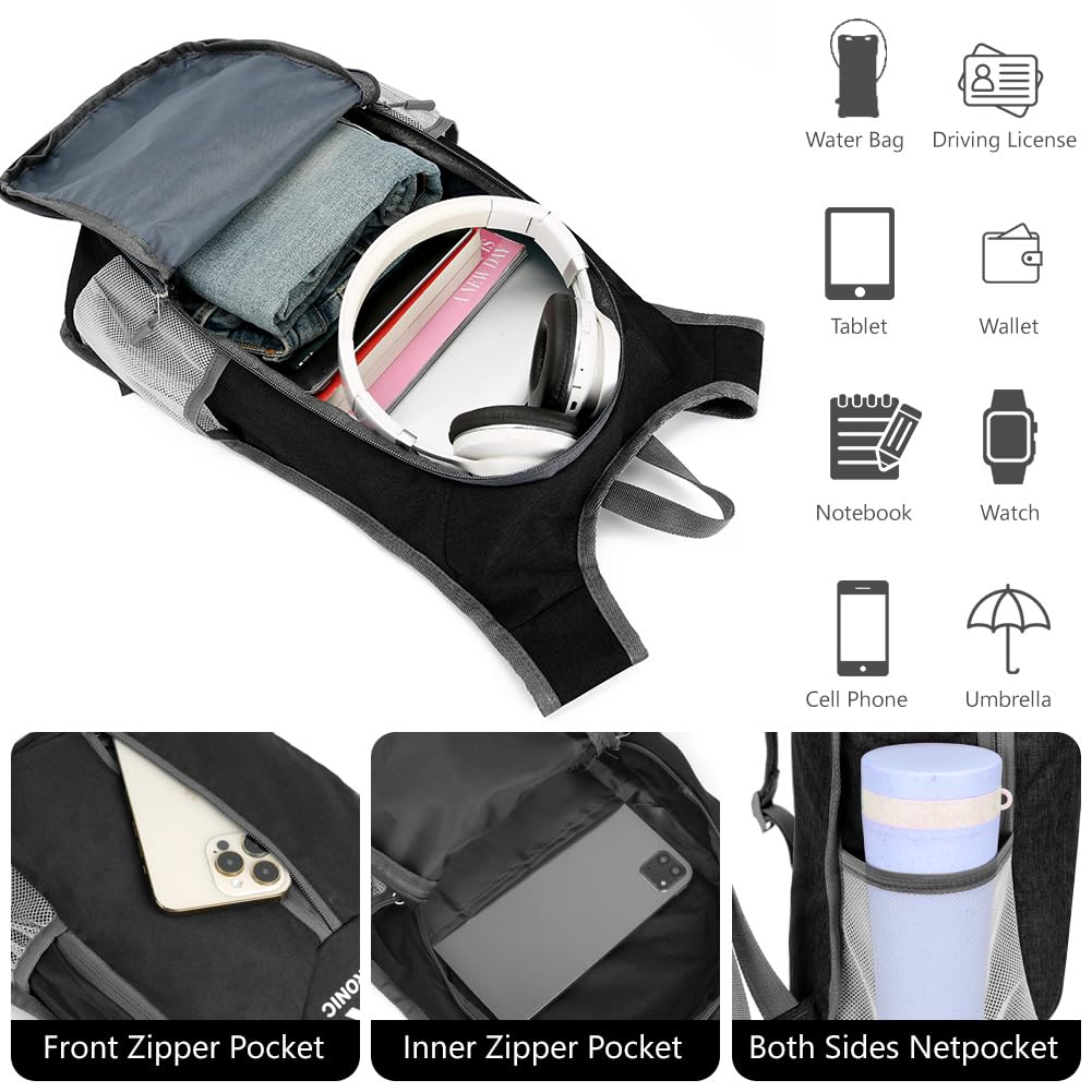 flintronic Foldable Backpack, Ultra Lightweight Rucksack, 16L Hiking Backpack - Image 3