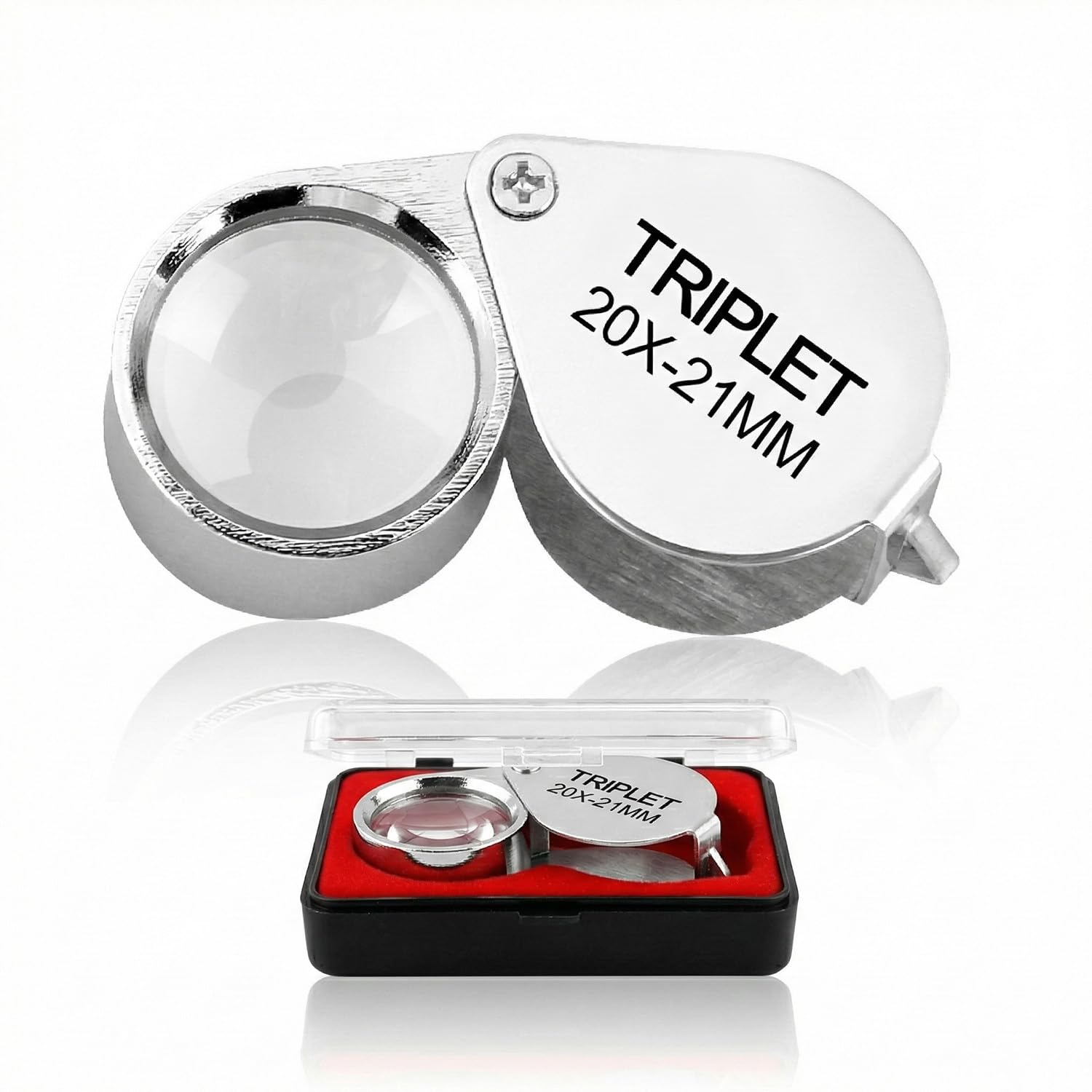 Hopzab Jewellery Magnifying Glass Pocket Metal Jewellery Loupe Folding Handheld Magnifier for Reading Coins Diamonds Jeweller Stamps Insects Rocks Gems (20X)