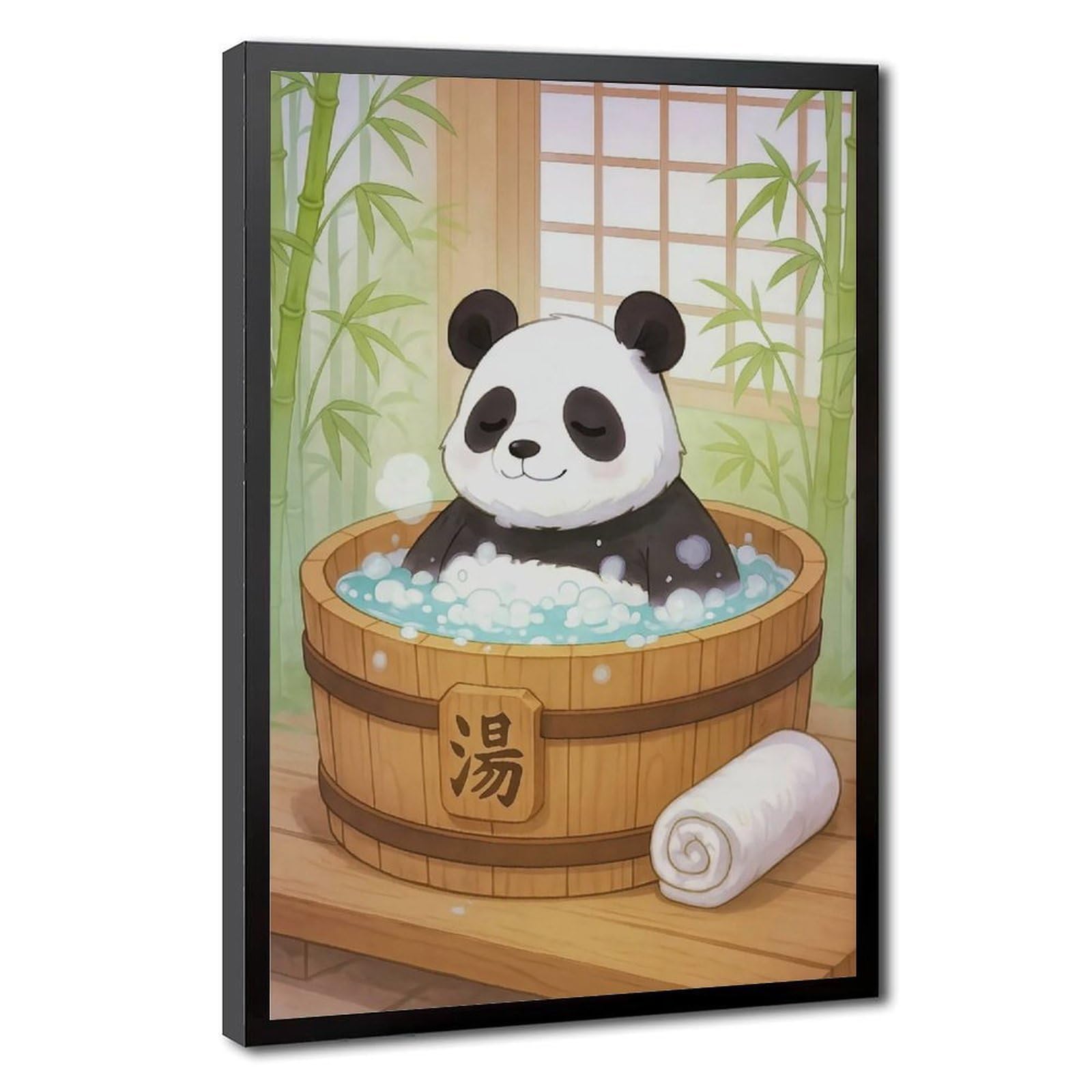 Bareronor Japanese Panda Bath Canvas Poster Bedroom Decor Landscape Office Room Decor Gift 24" L X 36" W