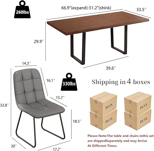 Miniatura 65 de Combinación de mesa de comedor y silla moderna extensible de 63 a 79 pulgadas, juego de mesa de comedor familiar de 6/8 personas, tablero de mesa de