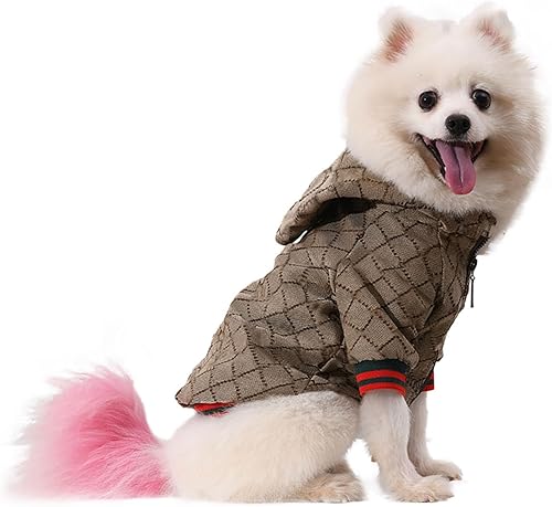 HQREA Sudadera con capucha para perro, ropa de lujo para perro, chaqueta de invierno para perro, ropa clásica para mascotas, abrigo de bulldog