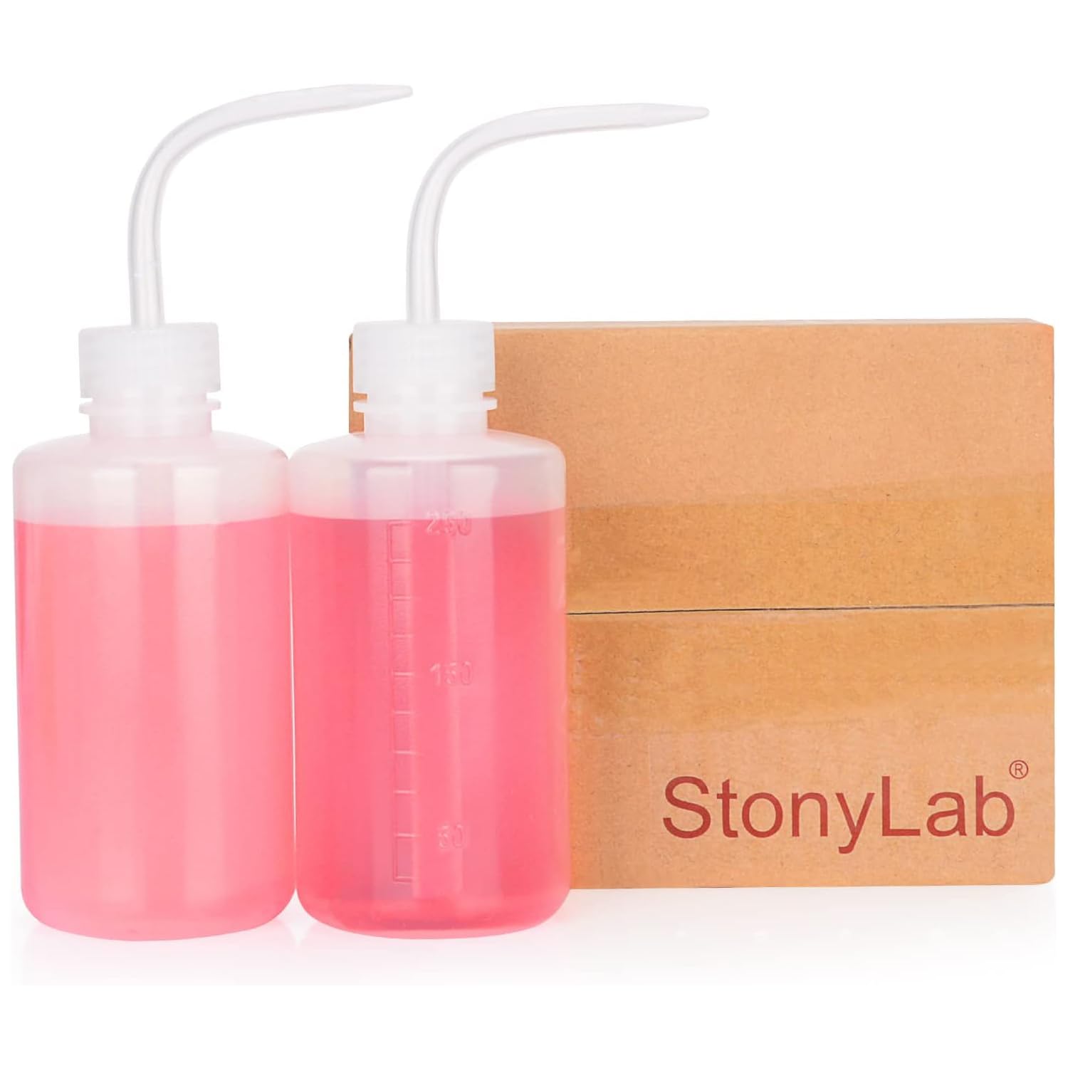 Botella de Lavado 250 ml, 2 Paquete, LDPE, Boca Estrecha, Squeeze Wash Bottle