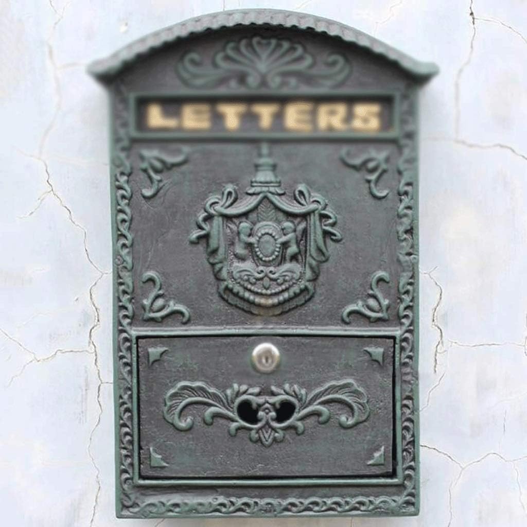 HBJWOV Mailbox - Wall Mounted Large Vertical Locking Drop Mail Box for Houses Front Porch Residential