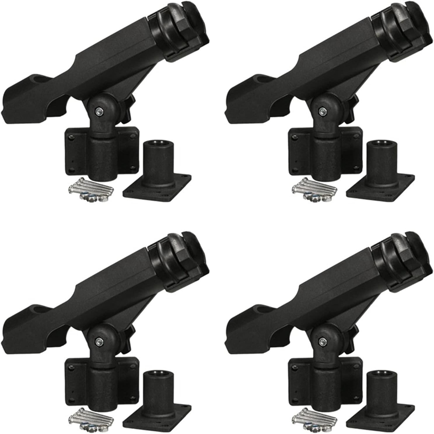 Kayak 4 Pieces/Set 360 Degree Swivel Rotatable Marine Boat Kayak Yacht Rod Holder Rack Side Rail Mount Pole Rest Accessories (Color : Black)