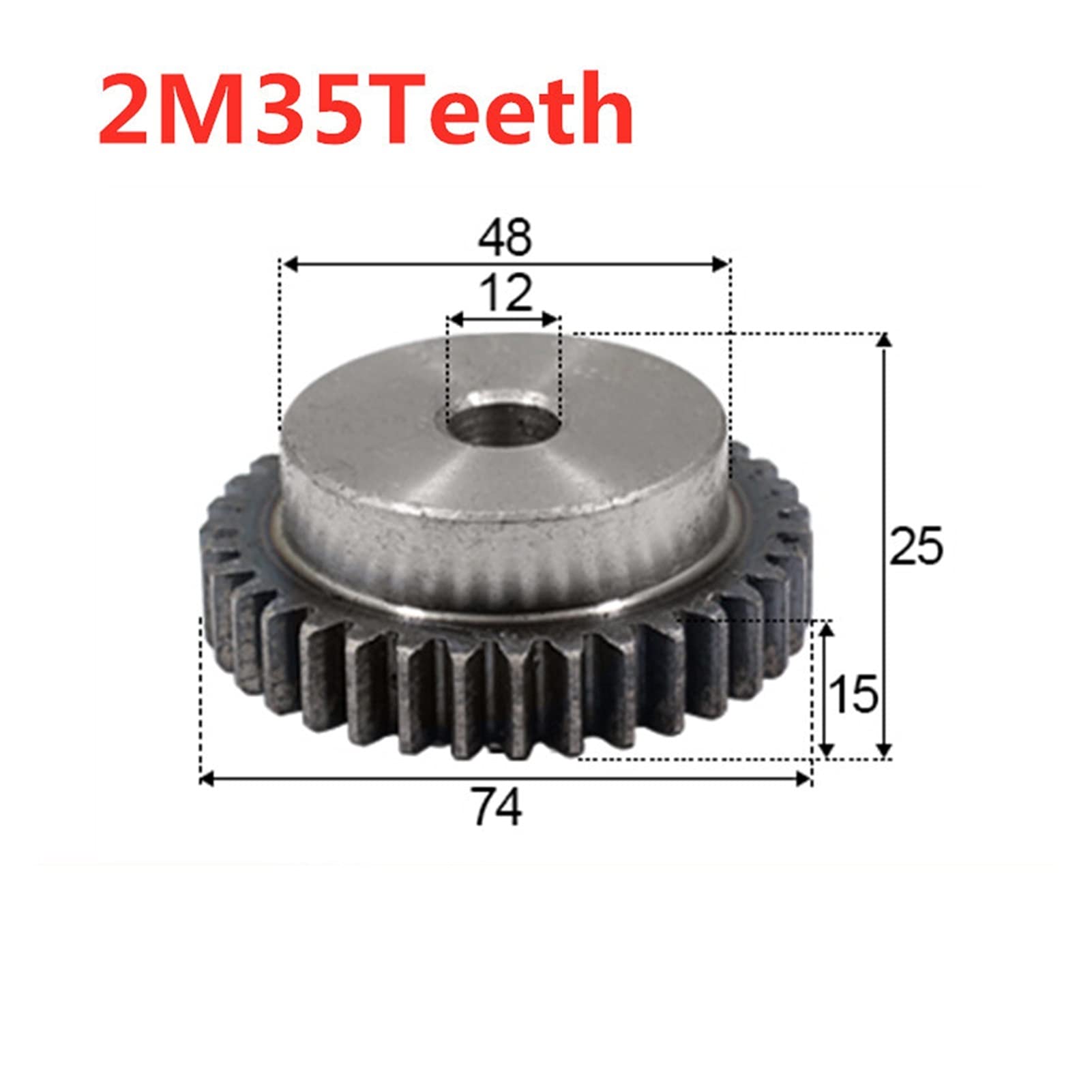 TMP1105 1PC Convex Gear Pinion 2Module 35Teeth 12mm Hole Carbon Steel Convex Gear (Hole Diameter : 12mm, Number of Teeth : 35 Teeth)