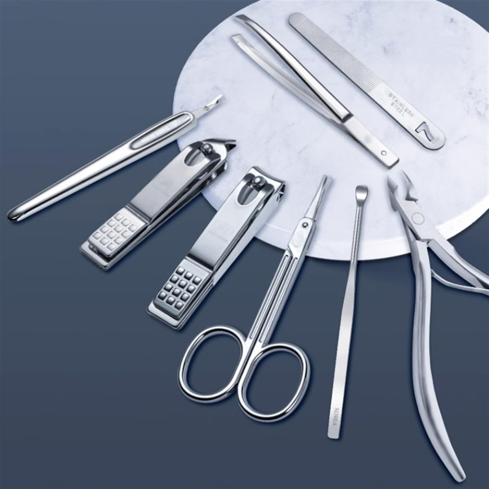 Maniküre-Set, Pediküre, Nagelknipser, 8-in-1-Profi-Pflegeset aus Edelstahl mit Leder-Reiseetui
