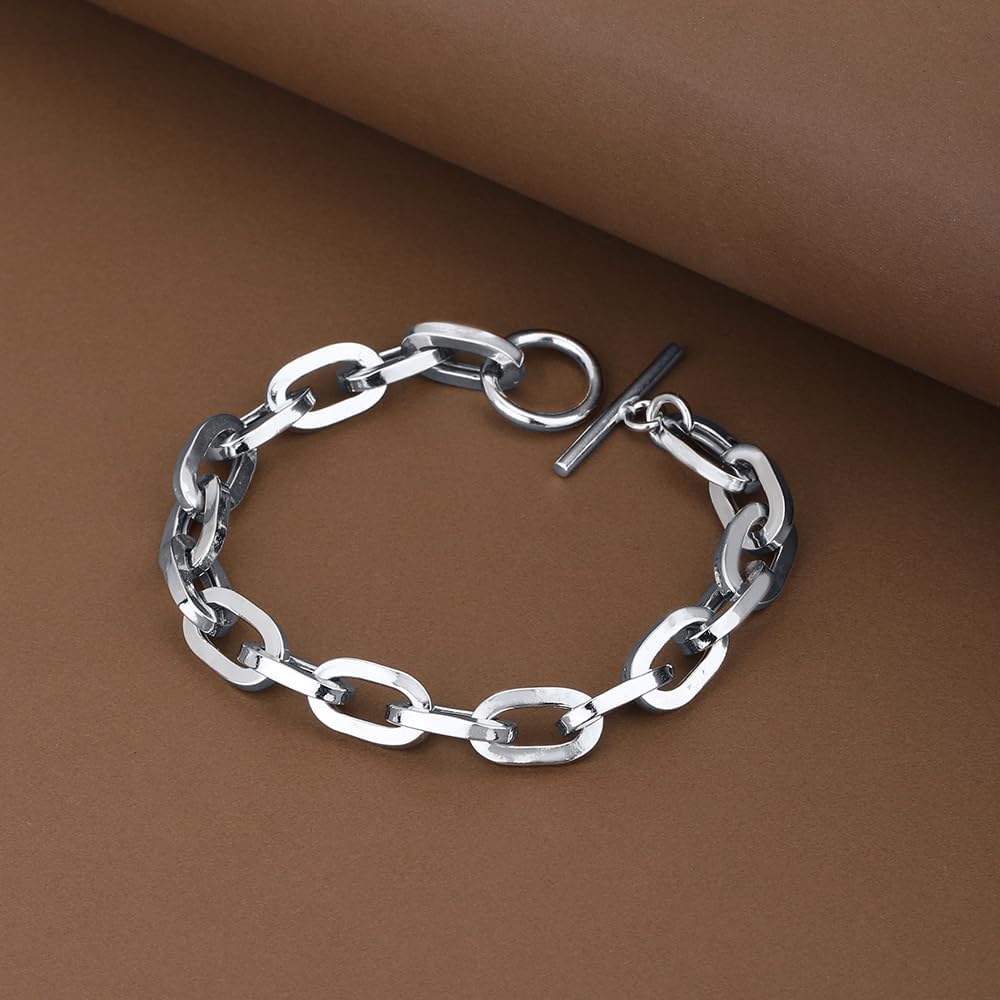 Vanbelle Sterling Silver Jewelry - Rhodium Plated with 925 Stamp - Classic Handmade Hollow Chain Bracelet for Men & Women - 8.5 Inches with Toggle Lock - Image 7