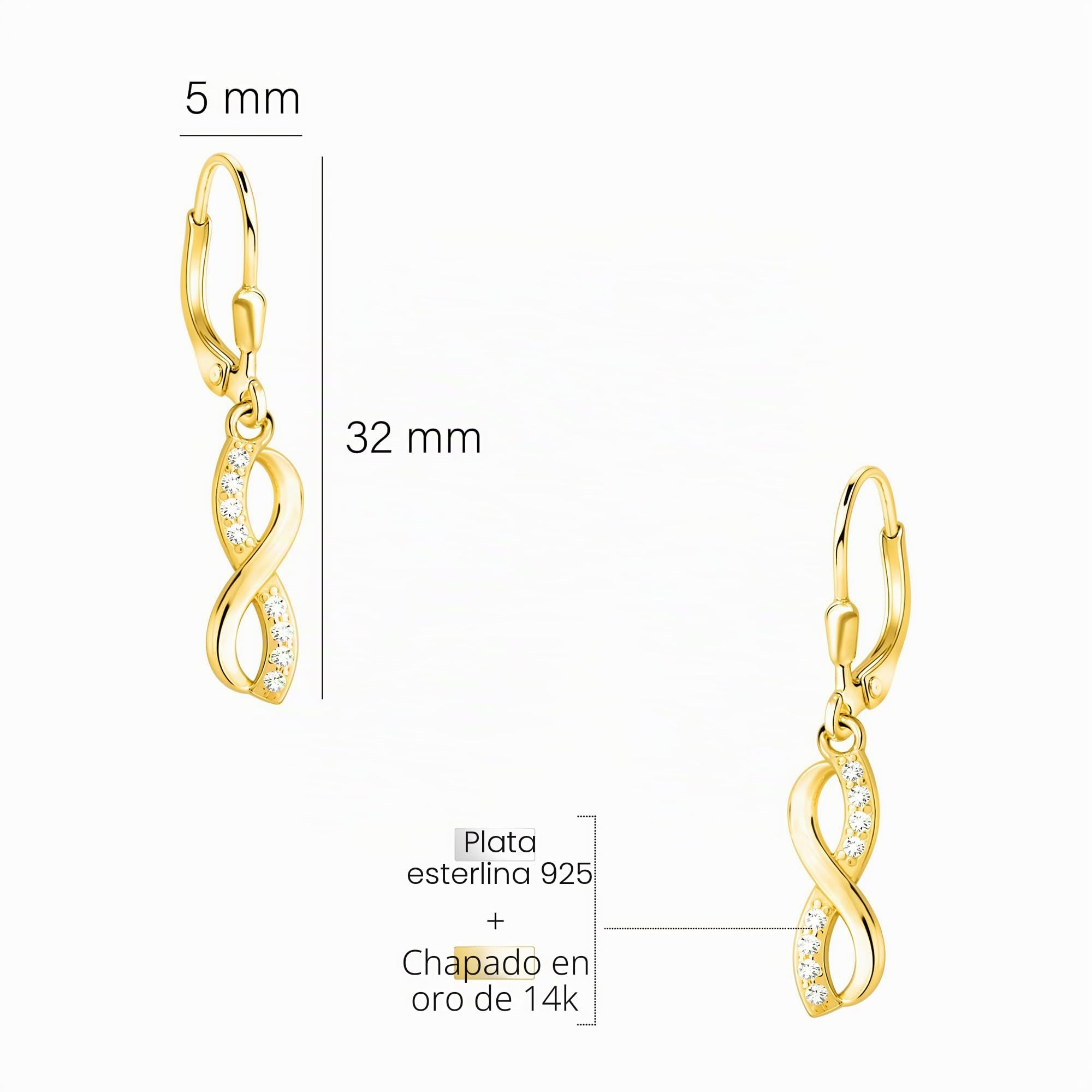 SOFIA MILANI - Pendientes para Mujeres en Plata de Ley 925 - con Circonitas - Pendiente Colgante de Infinito
