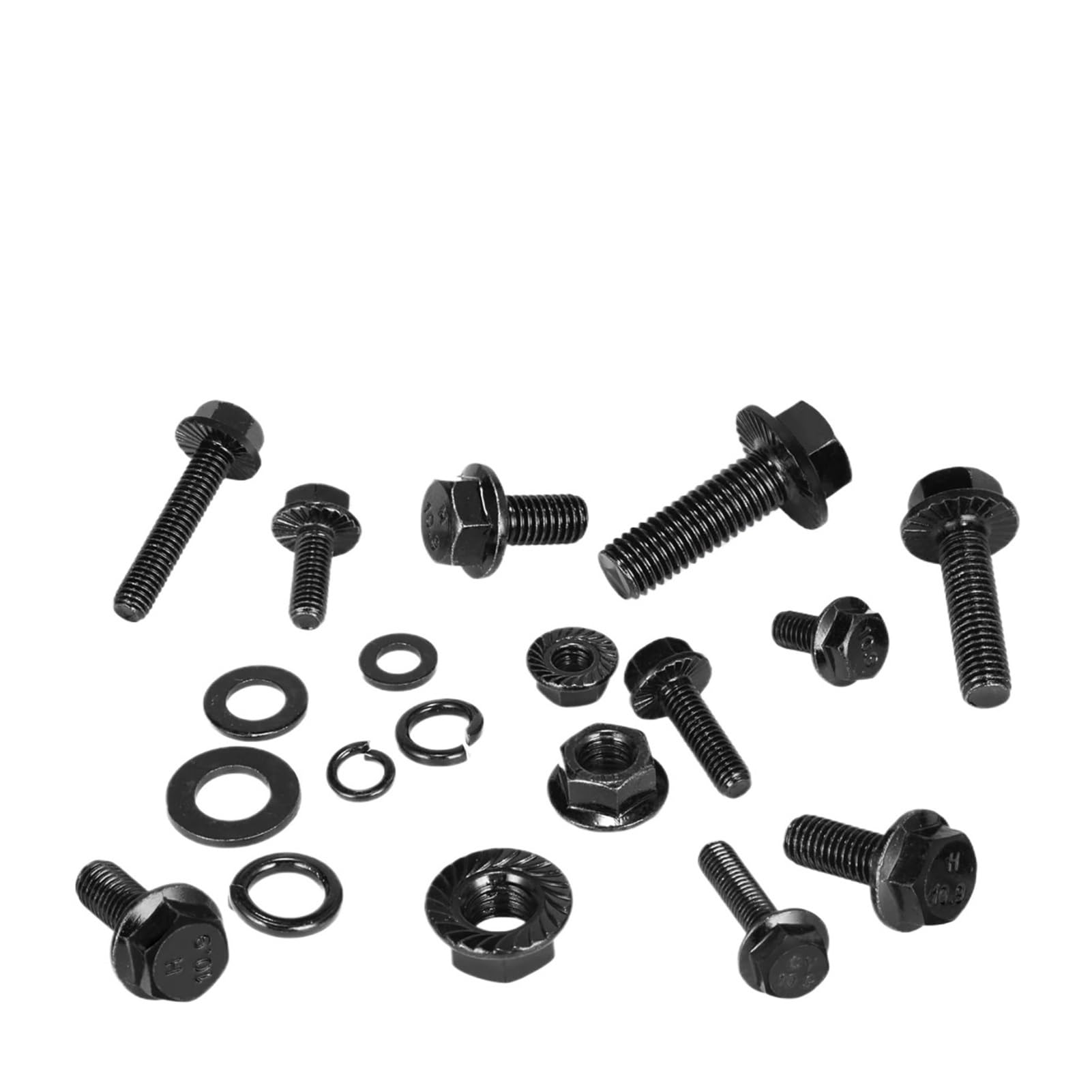 272 Stück Flansch Sechskantschrauben und Muttern Set, M6 Bolzen, M8 X1,25 Bolzen, M10-1,5, metrische Bolzen Sortiment, legierter Stahl Klasse 10,9, schwarz verzinkt