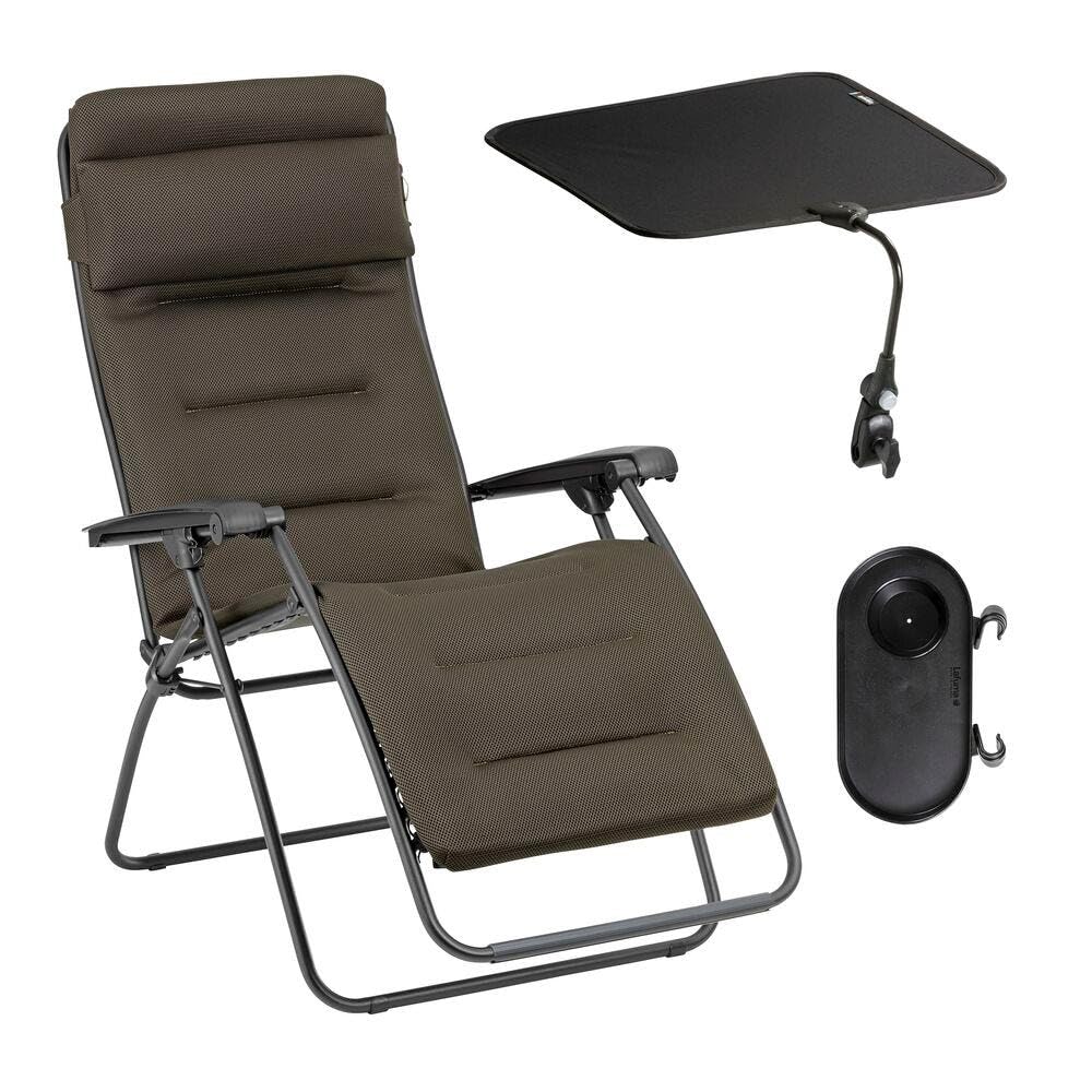 Lafuma - Ensemble Fauteuil Relax matelassé avec Ombrelle et Porte-Gobelet