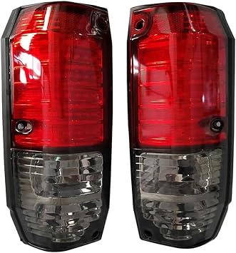 A Pair Car Taillight Rear Light Compatible with Toyota Land Cruiser Prado FJ70 FJ75 KZJ78 LJ78 1993 Black and Read Brake LampWhite