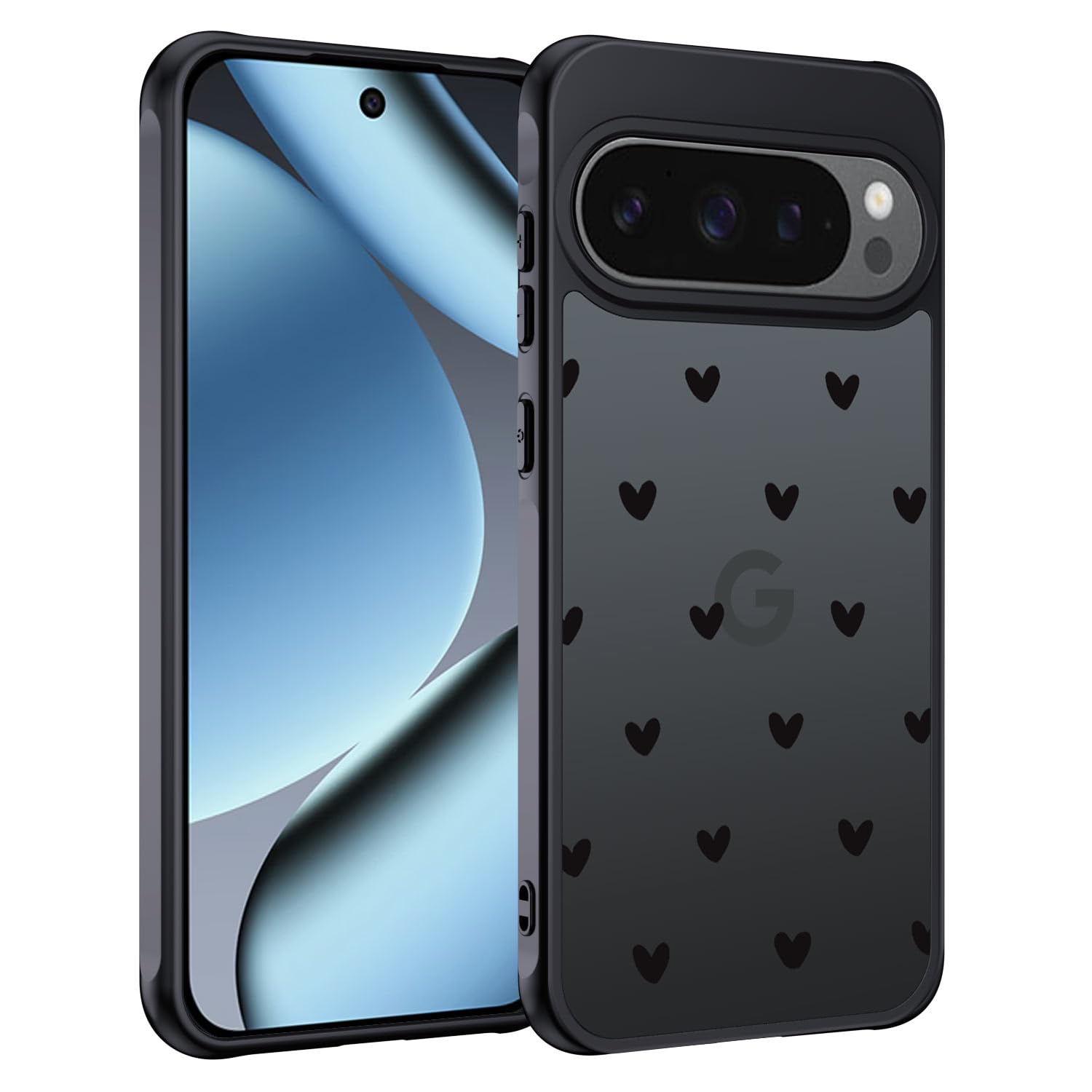 TUUTPU Handyhülle für iPhone 13 Mini Hülle, Aesthetic Motiv Herz Muster Design Matt Transluzente Schlanke Hart Case Kratzfeste PC Rückseite + TPU Bumper Stoßfest Schutzhülle