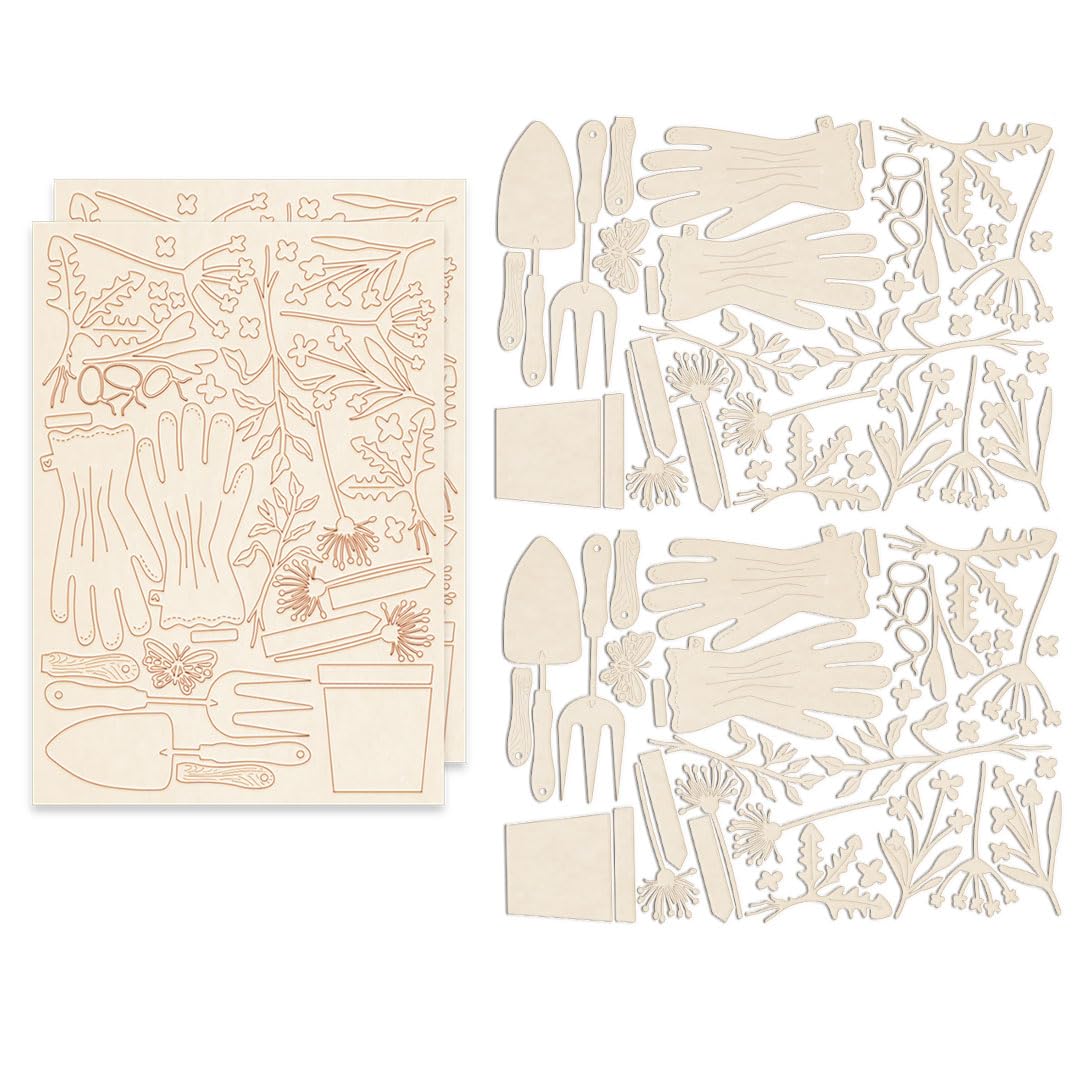 Polkadoodles Green Fingers 64 Piece chipboard Craft Embellishment Pack. Chipboard Wood Craft Set ‚Äì Wooden Blanks Shapes Craft kit to Decorate, PD8998-MDF