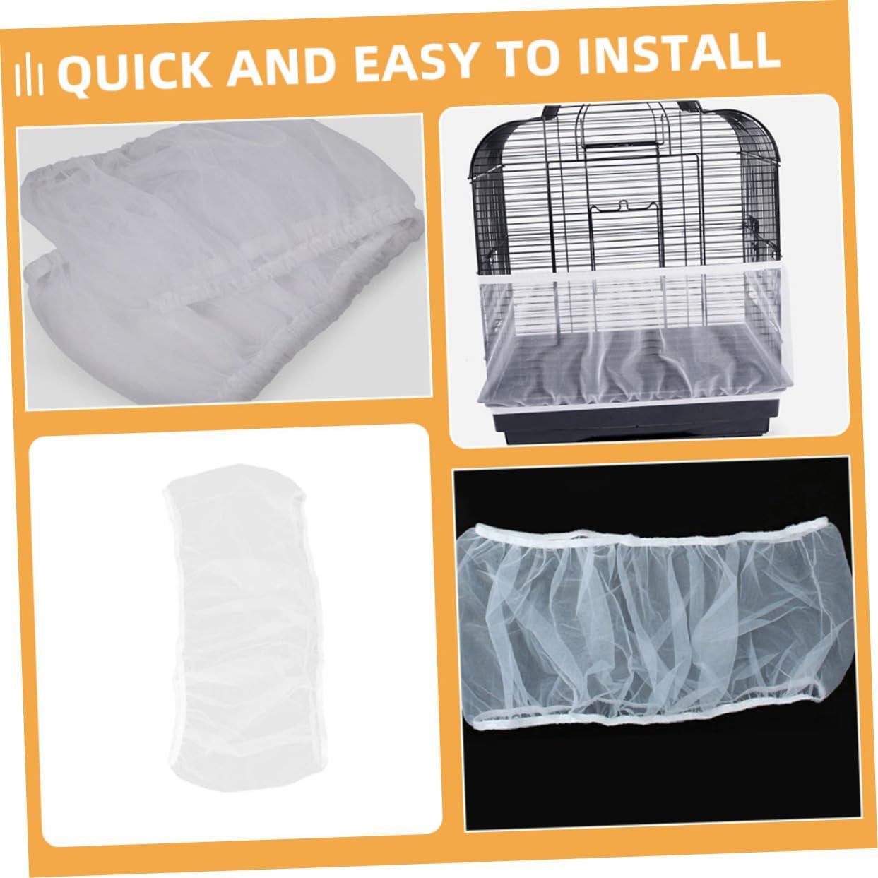 Toyvian Bird Cage Mesh Skirt Cover Airy Polyester Net for Indoor Birdcage Elastic Fit Breathable Design Debris Protection Easy Installation Circumference Height
