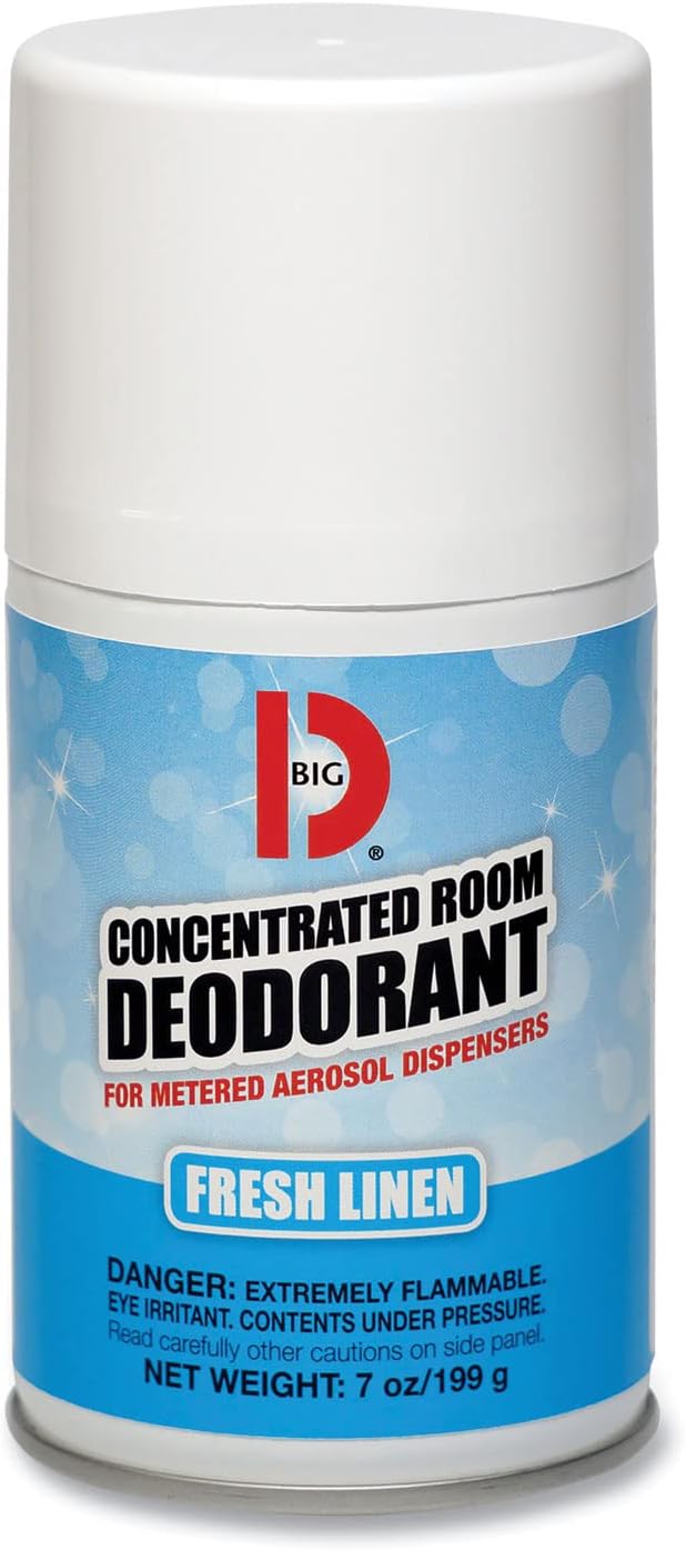 Big D 472 Concentrated Room Deodorant for Metered Aerosol Dispensers, Fresh Linen Fragrance, 7 oz (Pack of 12) - Air freshener ideal for restrooms, offices, schools, restaurants, hotels, stores
