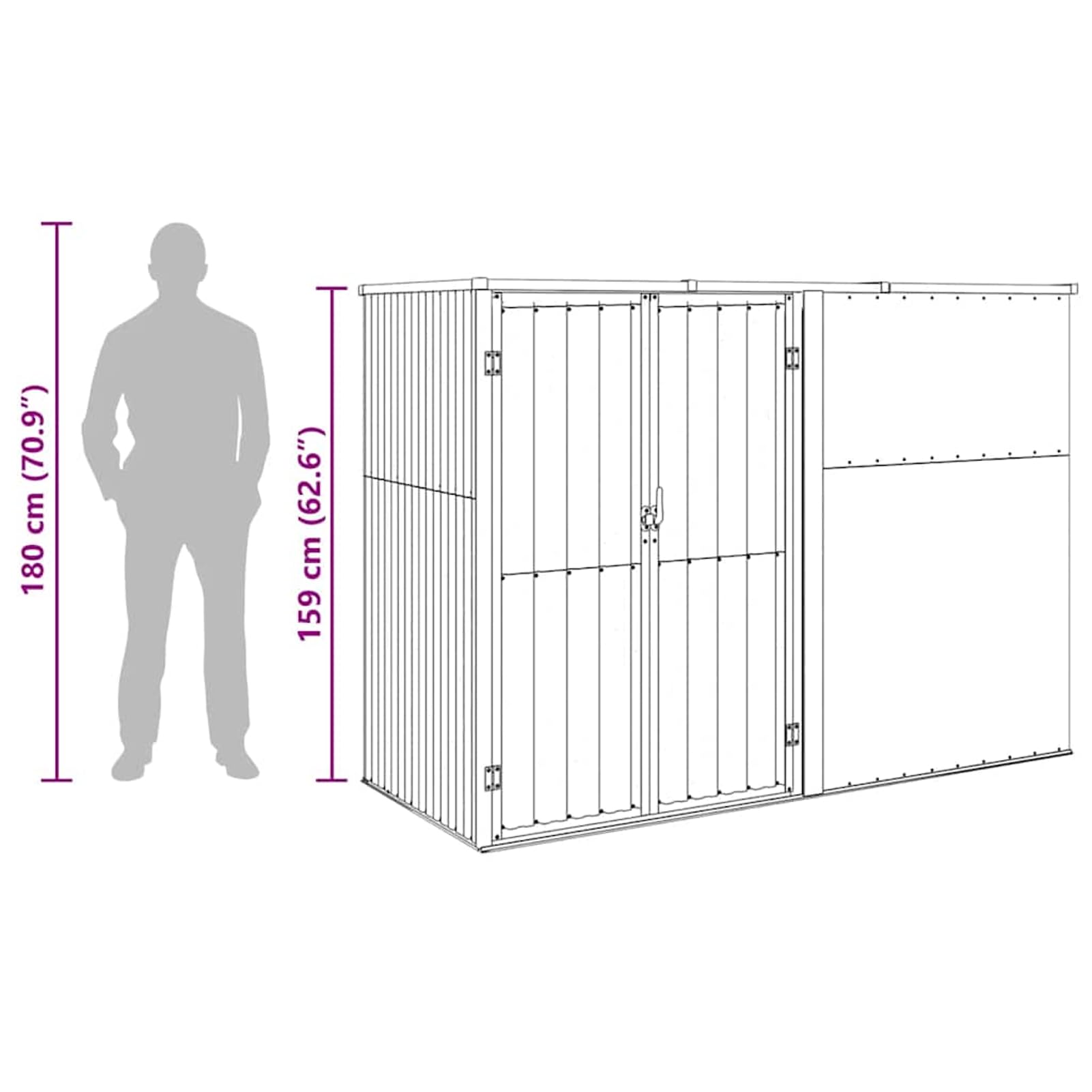 Gecheer Capanno per Attrezzi,Capannone,Casetta,per Attrezzi,Casetta Porta Attrezzi,Porta attrezzi da giardino,Rimessa Attrezzi da Giardino,Capanno da Giardino in Acciaio Zincato,Antracite 225x89x161cm