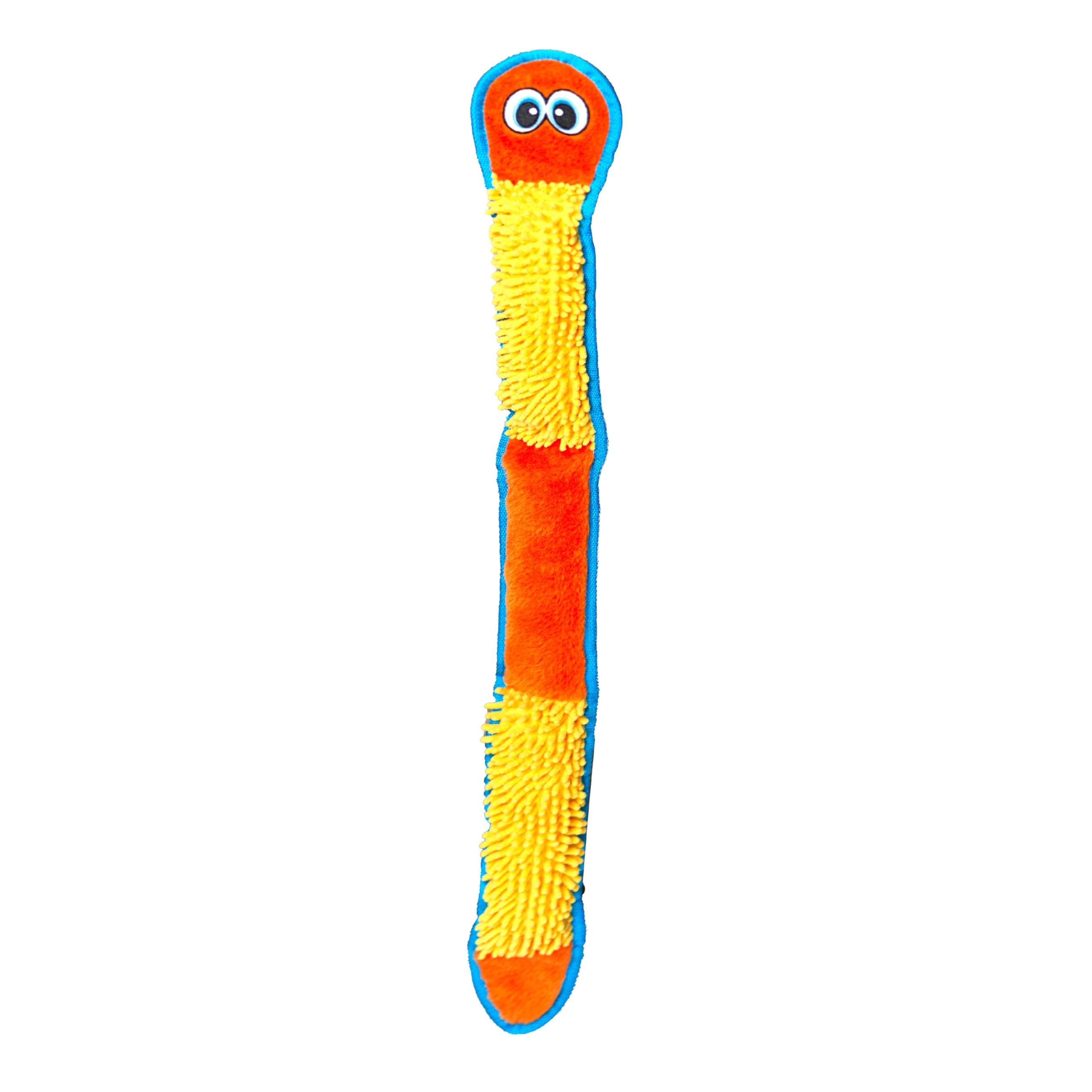 Outward Hound Durablez Stuffing-Free Squeaky Interactive Dog Toy, Tough Plush, Nubby Snake, Blue, XL