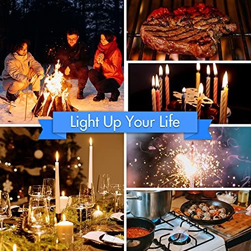 USB Rechargeable Candle Lighter Arc Lighter Portable, Windproof Flameless, LED Illuminating, Upgraded Electric Long Lighter for Candle, Solid Alcohol, Incense, Gas Stove, BBQ, Camping, Hiking (Black)