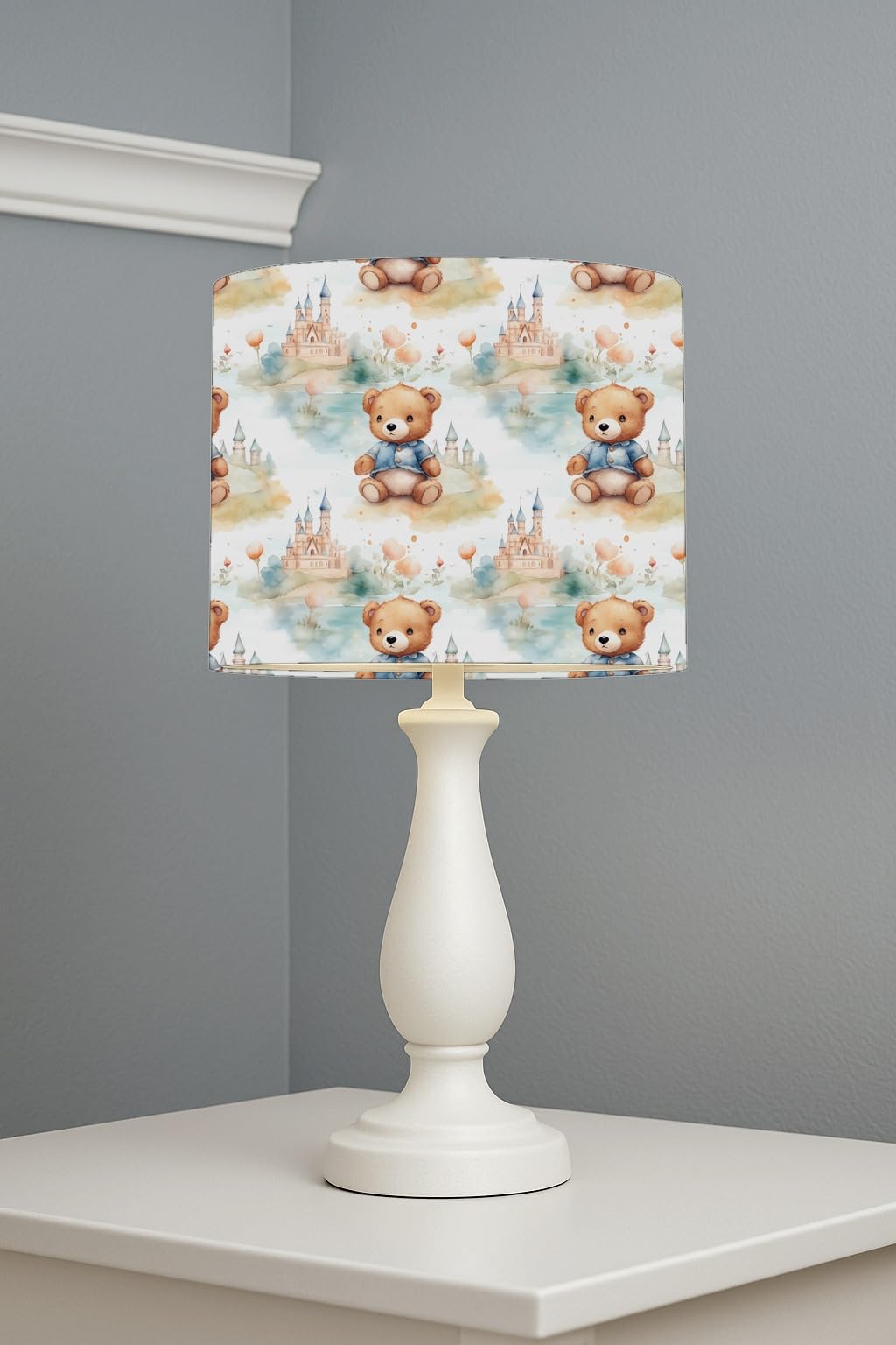 Whimsical Teddy Kingdom lightshade – 20 x 18.5cm Table Drum Shade | E33BB8