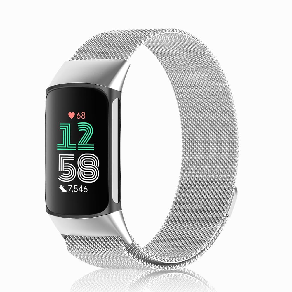 Issinlky cinturino in metallo per Fitbit Charge 6/Fitbit Charge 5, cinturino in acciaio inox per Fitbit Charge 6/Fitbit Charge 5 Donne Uomini