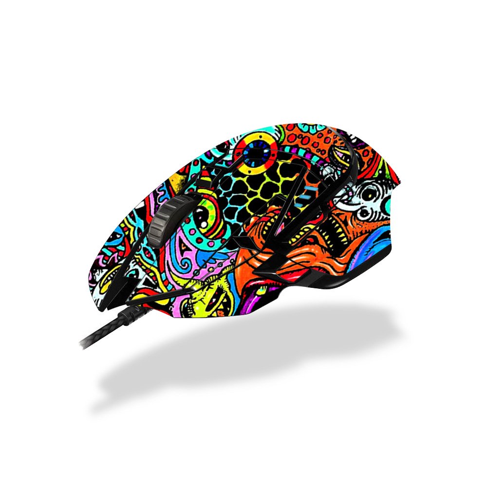 MightySkins Skin Compatible with Logitech G502 Proteus Spectrum Gaming Mouse - Acid Trippy | Protective, Durable, and Unique Vinyl wrap Cover | Easy to Apply, Remove | Made in The USA (LOGG502-Acid Trippy)