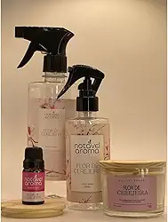 Kit Aromatizador Agua Perfumada Home Spray Essencia e Vela Aromatica 100g (FLOR DE CEREJEIRA)