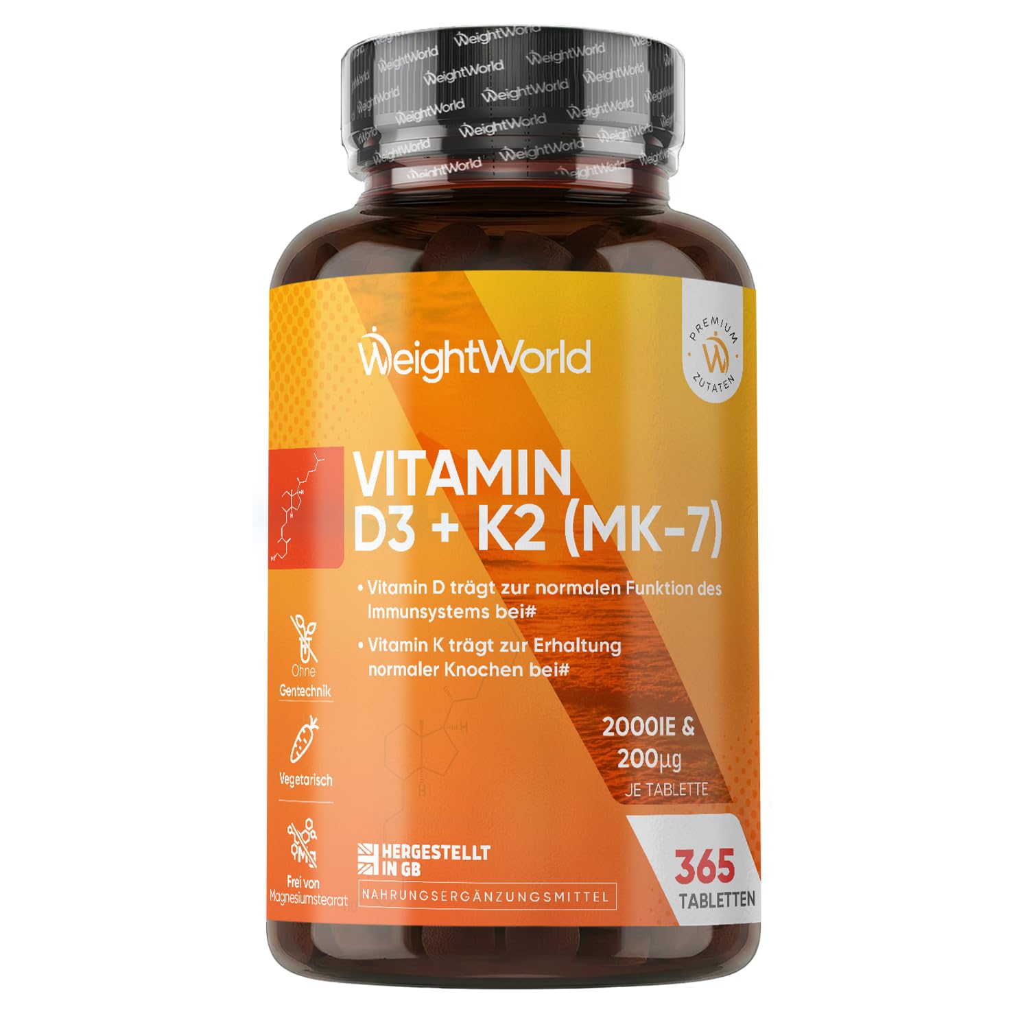 Vitamin D3 K2 2000 IE - 365 Tabletten