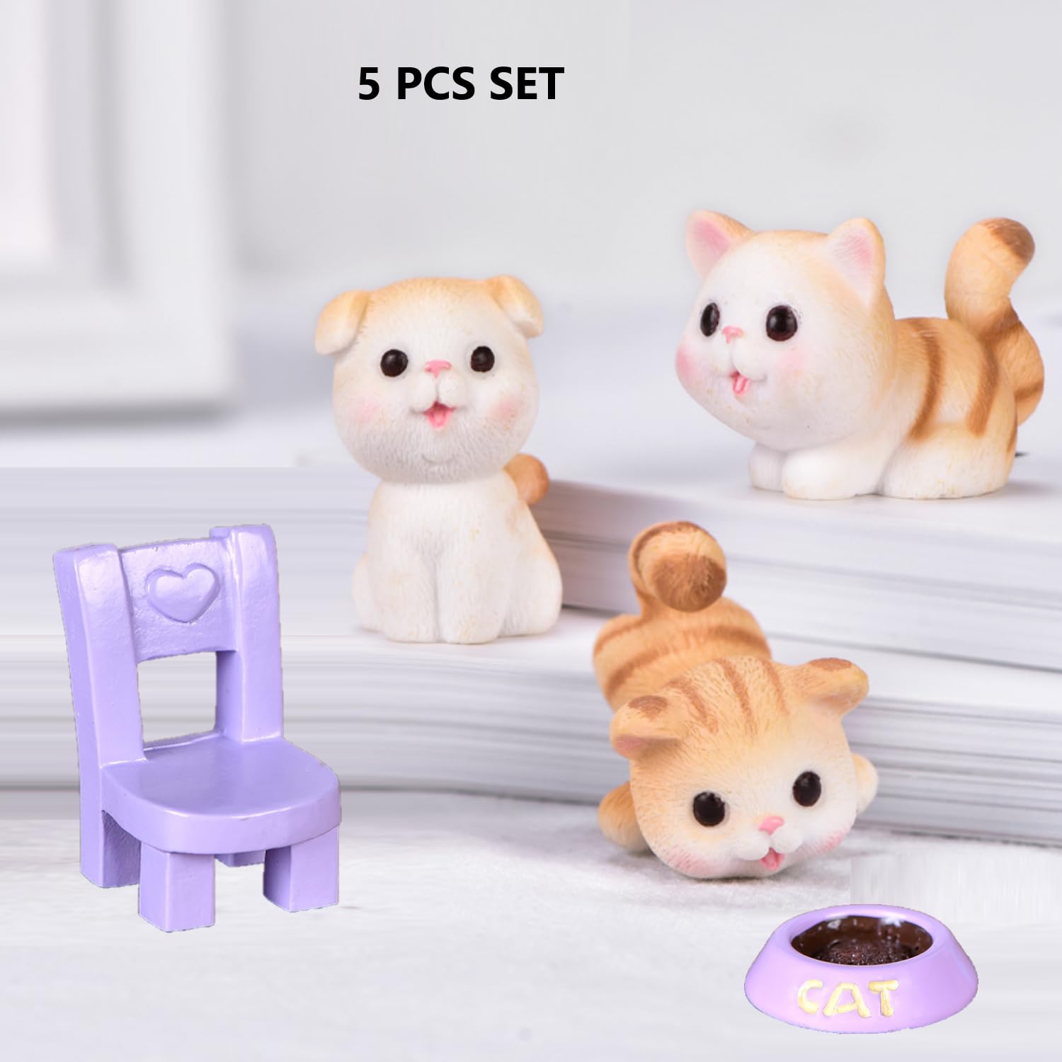 ZoneYan Katzen-Figuren Set – 12 Miniatur-Katzen Aus Harz, Handbemalt, Für Deko & Spiel