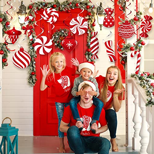Christmas Peppermint Candy Hanging Decorations Christmas Candies Ceiling Hanging Swirls Xmas Party Ceiling Whirl Streamers For Home Winter Holiday Christmas Party Decor (Mixed Candies) #TOP6