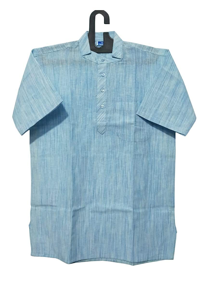 latest chikan Men's Cotton Regular Textured Short Kurta Half Sleeves - Casual Ethnic Wear�-picture-51
