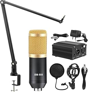 Sound Card Kit Microphone Studio V8 Sound Card Phantom Power Kits Bm800 Condenser Microphone For PC Computer Recording Karaoke Streaming Studio Setup For Recording Music ( Color : Gold Mic kits 2 , Si