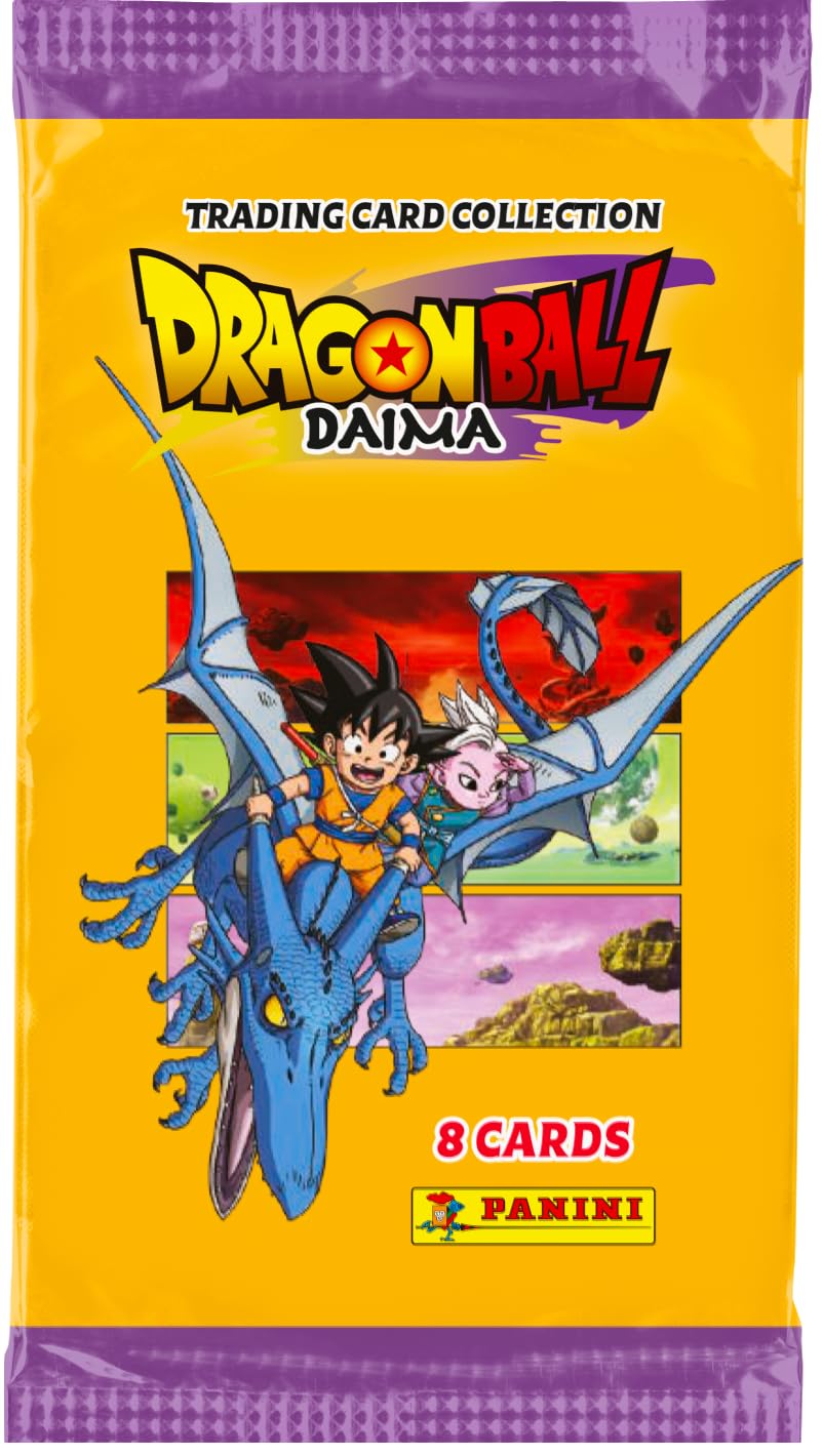 Panini Dragon Ball DAIMA Trading Cards - Caja de 18 Fundas (Fundas de 8 Cartas) + 1 Tarjeta de edición Limitada