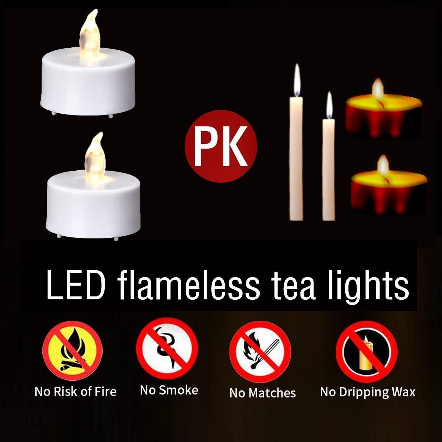 Hanzim LED Tea Lights Candles- 100PACK Warm White Flameless Candles Realistic and Bright Flickering Long Lasting 200Hours for Holiday Celebration,Party,Home Decoration Warm Yellow,Battery Operated - Image 7