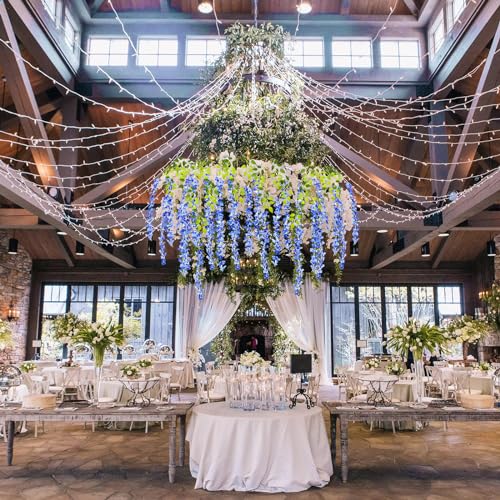 12pcs Royal Blue Artificial Wisteria Flower Vines, 3.77ft Runner Garland, Silk, Plastic, Metal image 6