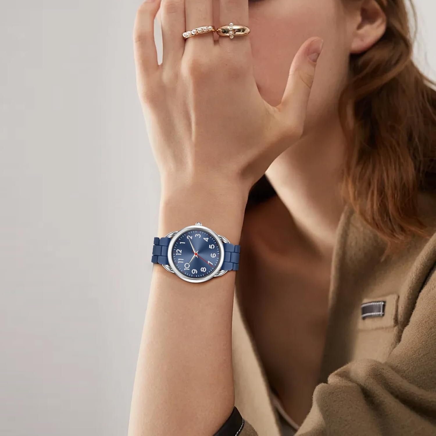 Asan Ge Analog Watch for Women Large Numerals Face Easy Time Reading Silicone Strap Casual Watch Water Resistant 100 feet - Image 6