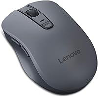 Lenovo WL310 Ergonomic Bluetooth Silent Mouse - Quiet Clicks, Adjustable DPI 1000-1600, Portable Wireless for Laptop, PC, Mac, Chromebook, Grey