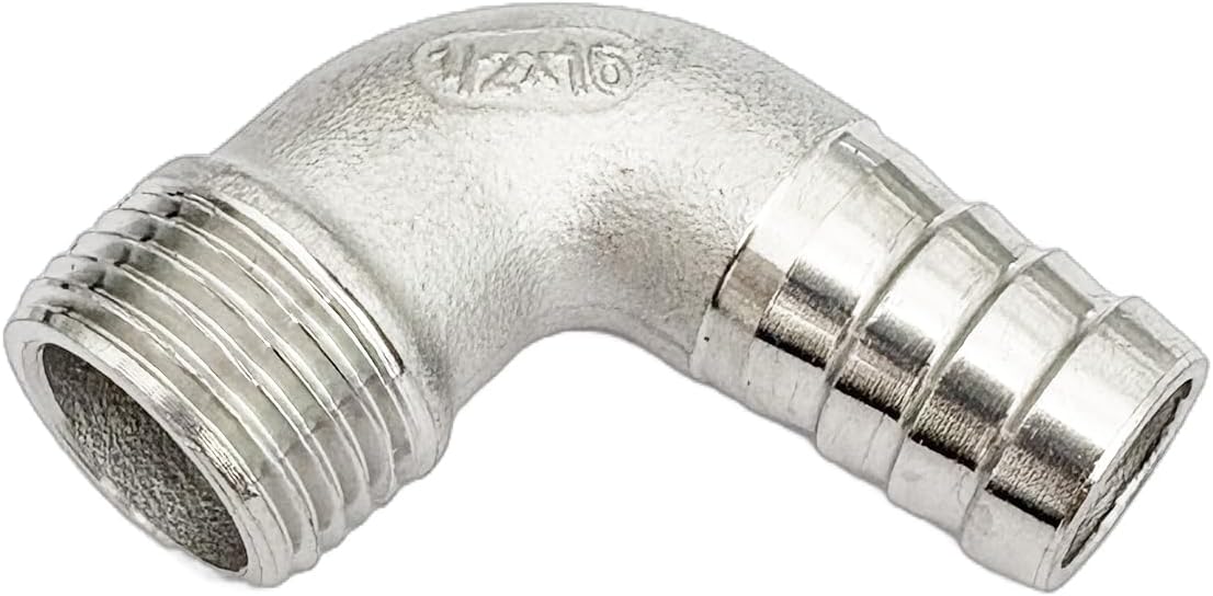 2"(50mm) Hose Barb x 2" Male NPT 304 Stainless Steel 90 Degree Elbow Adapter- Home Brew Pipe Fitting
