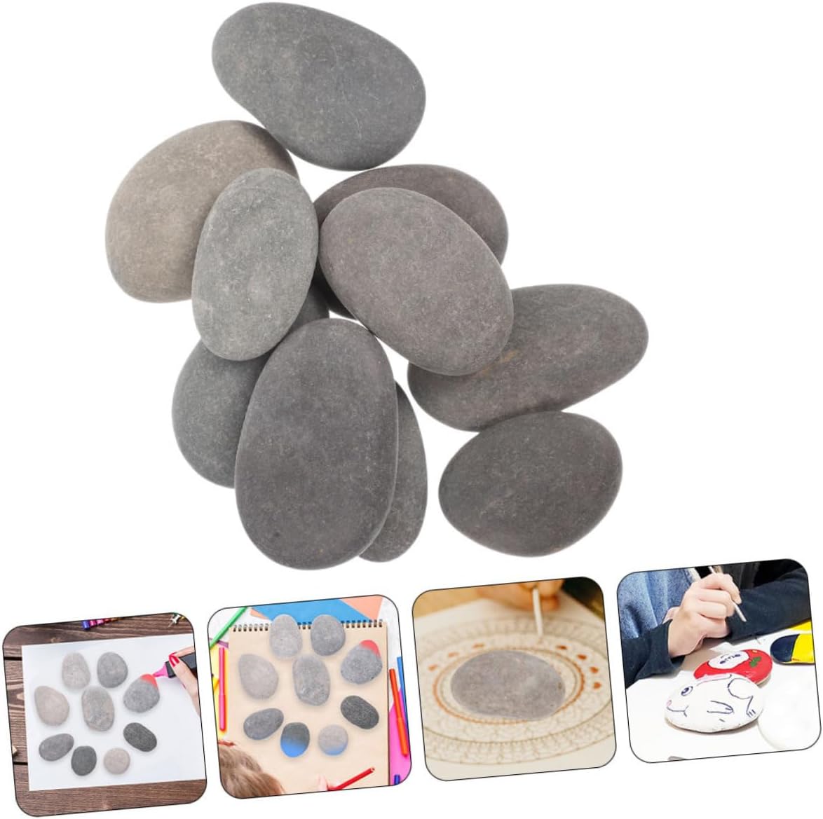 HAPINARY 10pcs Craft Stones Natural River Rocks Smooth Pebbles for Painting DIY Projects