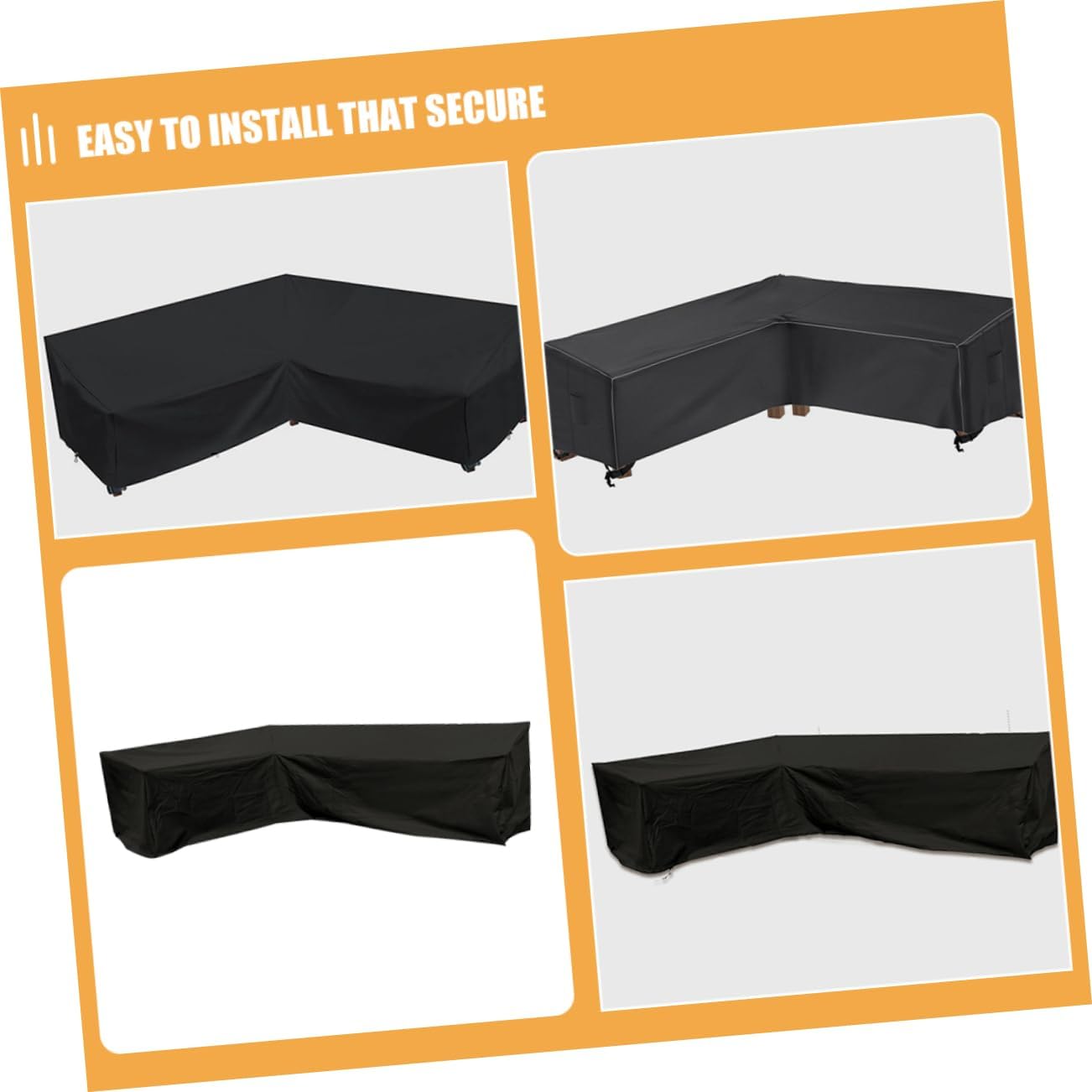 VICASKY Outdoor Sectional Sofa Cover Heavy Duty Weatherproof Shaped Couch Protector Made of Oxford Fabric for Garden Patio Furniture Windproof Design